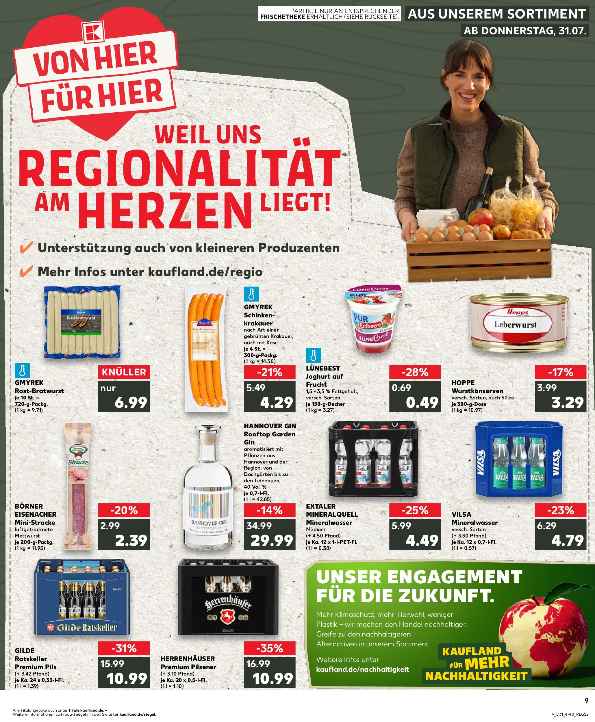 Prospekt Kaufland ab 31.07.2025 » Angebote und Werbung Online | Seite: 9 | Produkte: Joghurt, Mineralwasser, Schinken, Gin Prospekt Kaufland ab 31.07.2025 » Angebote Online zum Blättern | Seite: 9 | Produkte: Joghurt, Mineralwasser, Schinken, Gin