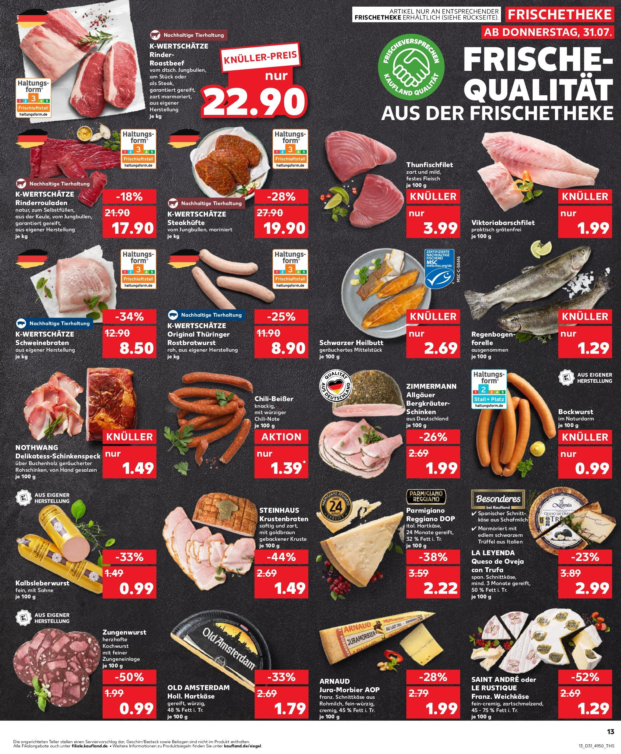 Prospekt Kaufland ab 31.07.2025 » Angebote und Werbung Online | Seite: 13 | Produkte: Chili, Schinken, Steak, Fleisch Prospekt Kaufland ab 31.07.2025 » Angebote Online zum Blättern | Seite: 13 | Produkte: Chili, Schinken, Steak, Fleisch