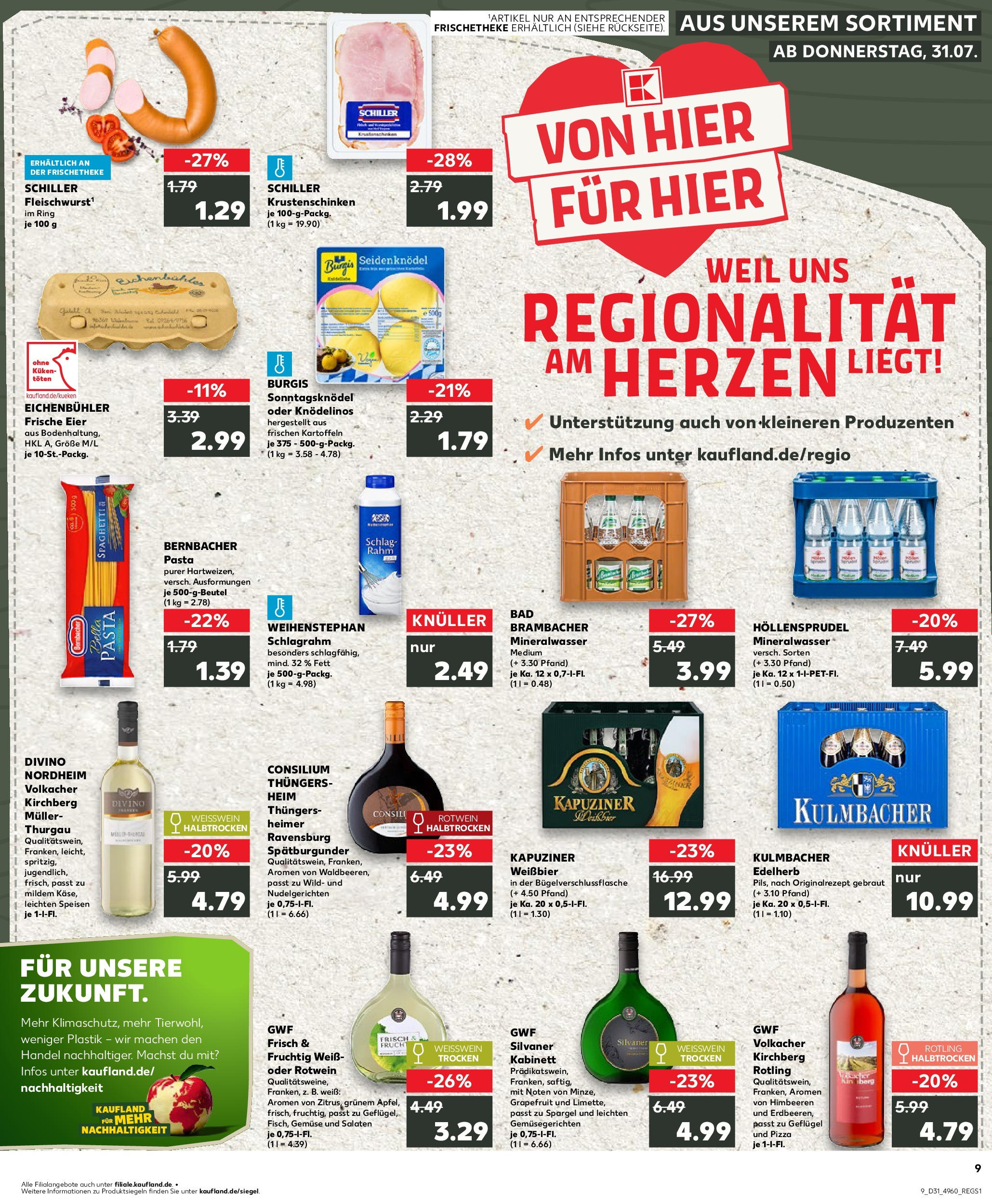 Prospekt Kaufland ab 31.07.2025 » Angebote und Werbung Online | Seite: 9 | Produkte: Weißwein, Rotwein, Mineralwasser, Kartoffeln Prospekt Kaufland ab 31.07.2025 » Angebote Online zum Blättern | Seite: 9 | Produkte: Weißwein, Rotwein, Mineralwasser, Kartoffeln