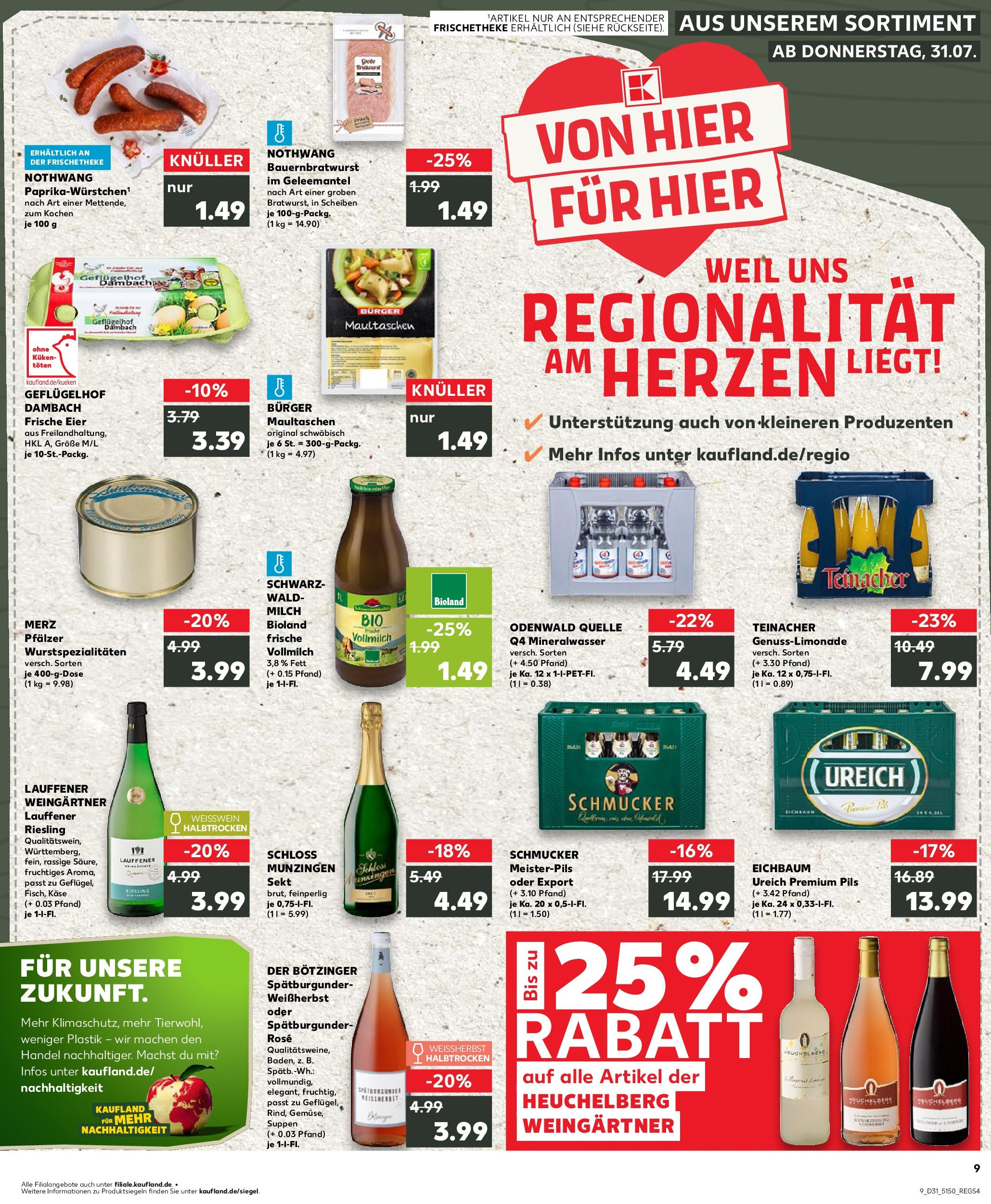 Prospekt Kaufland ab 31.07.2025 » Angebote und Werbung Online | Seite: 9 | Produkte: Milch, Eier, Burger, Mineralwasser Prospekt Kaufland ab 31.07.2025 » Angebote Online zum Blättern | Seite: 9 | Produkte: Milch, Eier, Burger, Mineralwasser