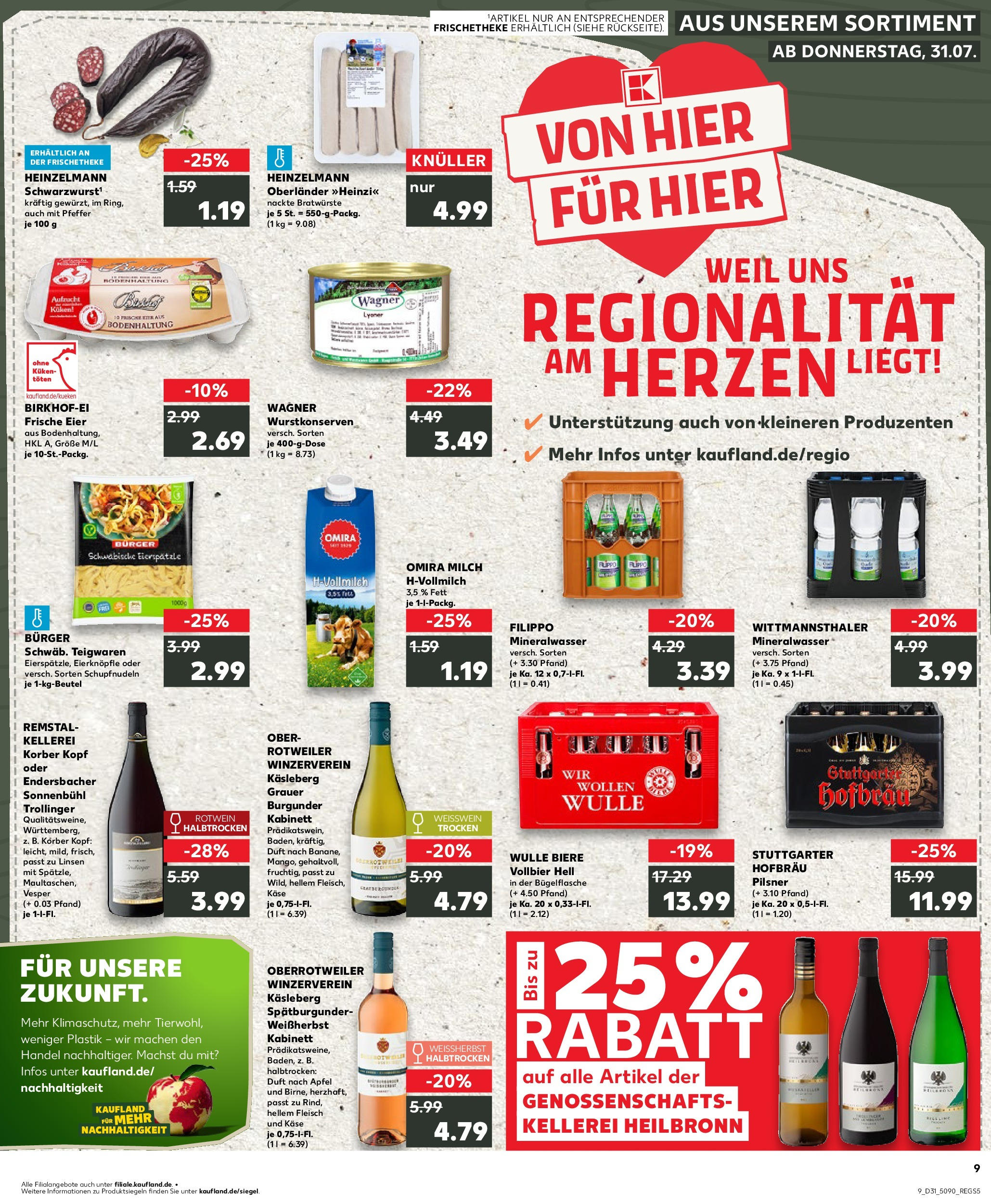 Prospekt Kaufland ab 31.07.2025 » Angebote Online zum Blättern | Seite: 9 | Produkte: Weißwein, Duft, Mineralwasser, Pasta