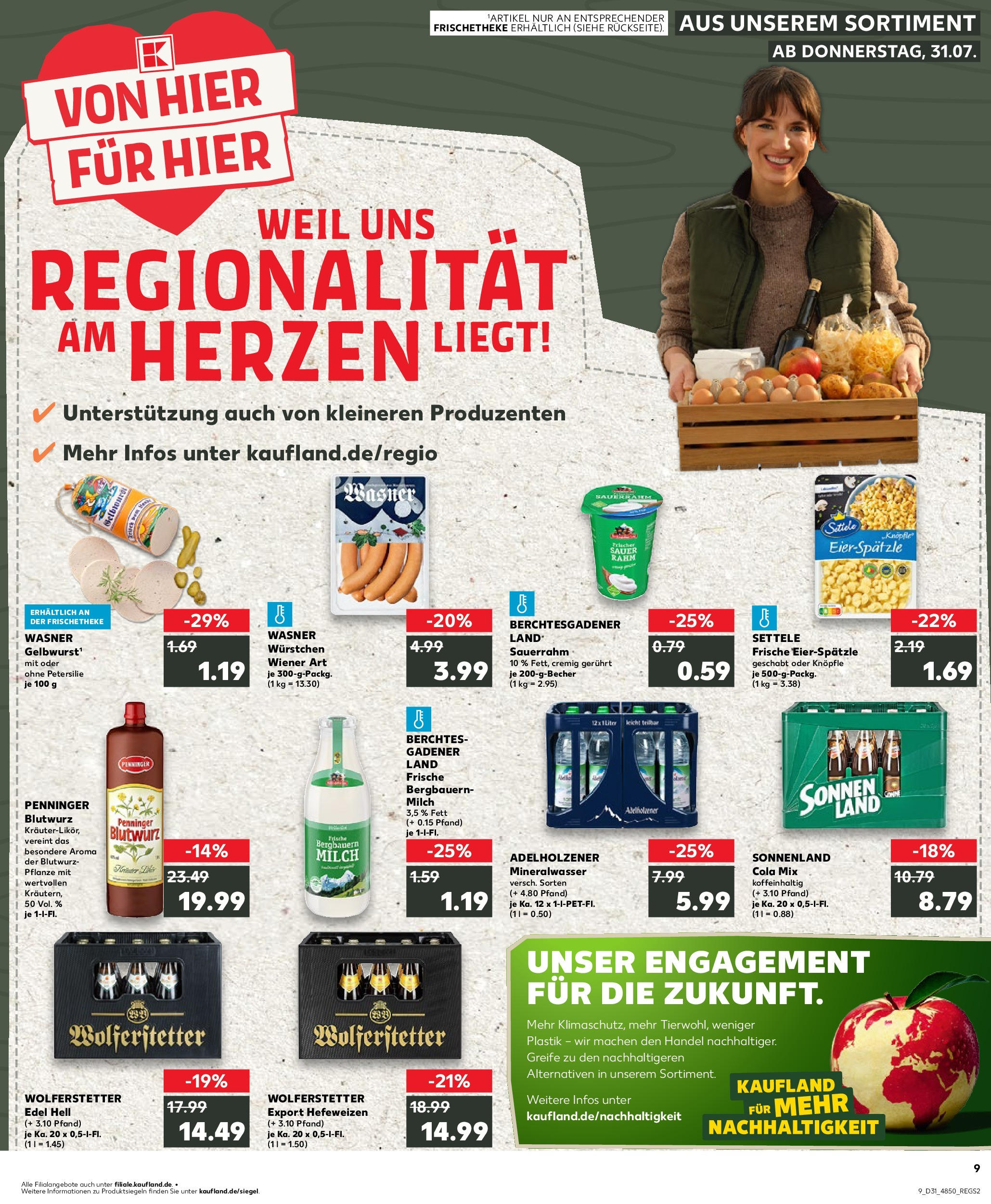 Prospekt Kaufland ab 31.07.2025 » Angebote Online zum Blättern | Seite: 9 | Produkte: Cola, Milch, Petersilie, Sauerrahm