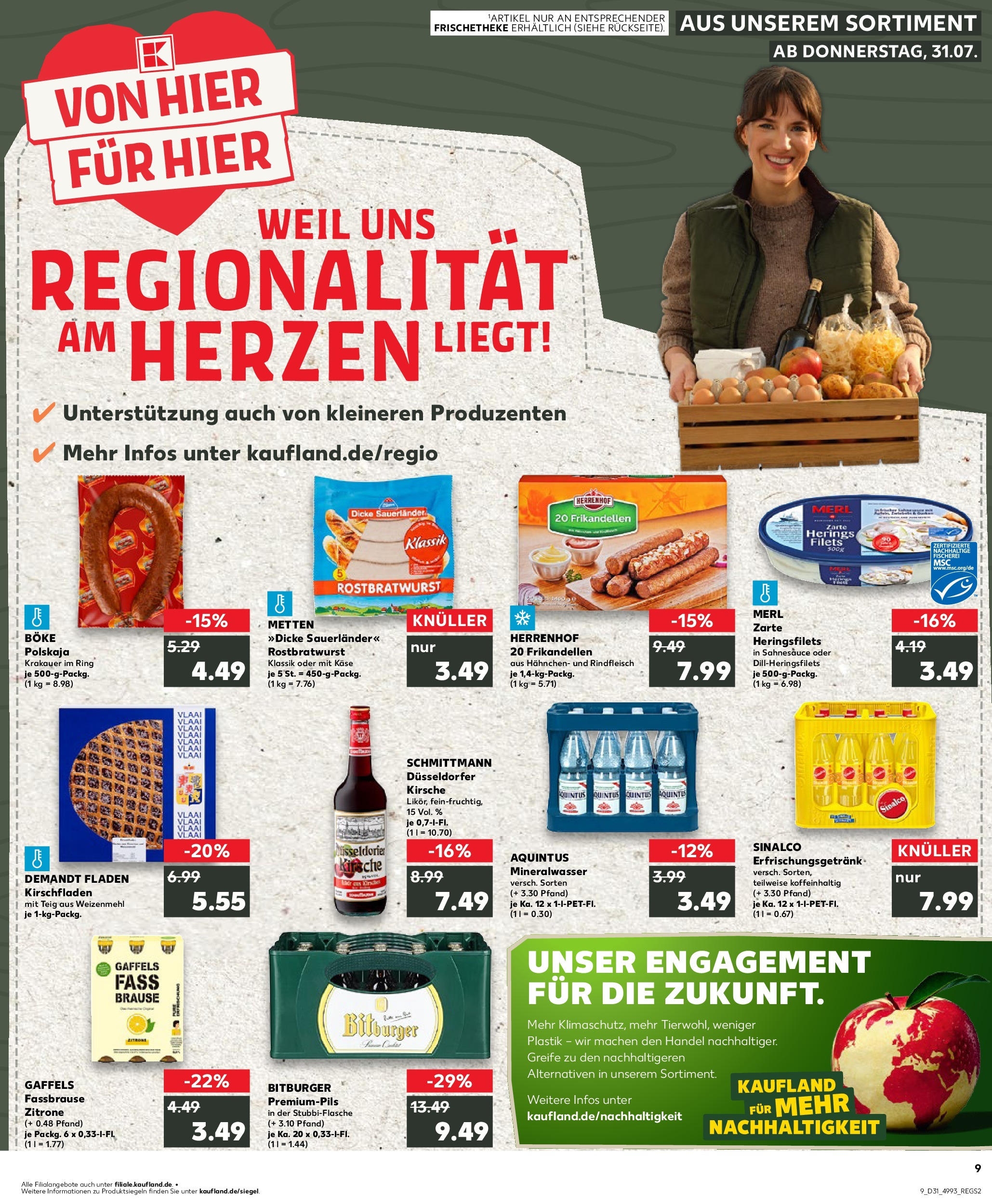 Prospekt Kaufland ab 31.07.2025 » Angebote Online zum Blättern | Seite: 9 | Produkte: Hahnchen, Käse, Mineralwasser, Zitrone