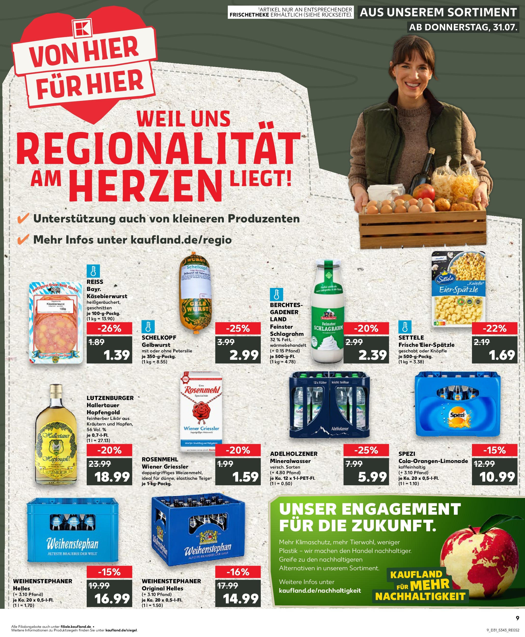 Prospekt Kaufland ab 31.07.2025 » Angebote Online zum Blättern | Seite: 9 | Produkte: Likör, Adelholzener, Petersilie, Salat