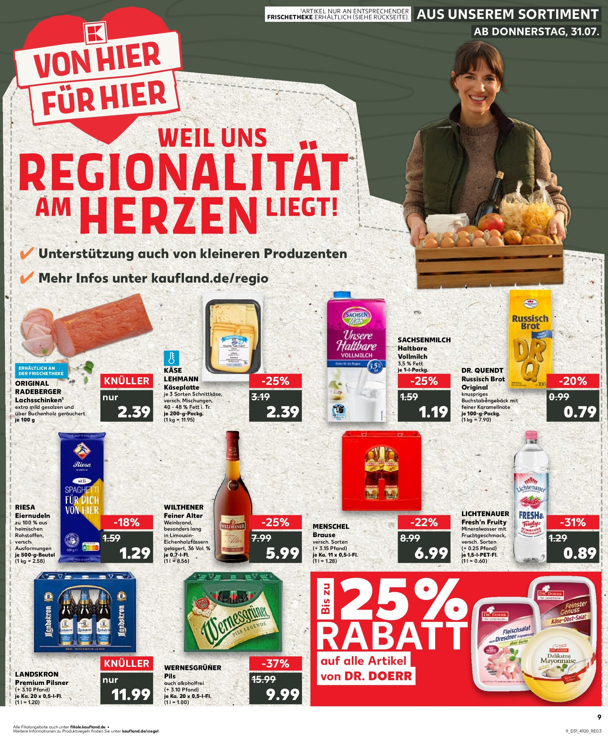 Prospekt Kaufland ab 31.07.2025 » Angebote Online zum Blättern | Seite: 9 | Produkte: Wernesgruner, Mineralwasser, Brot, Nudeln