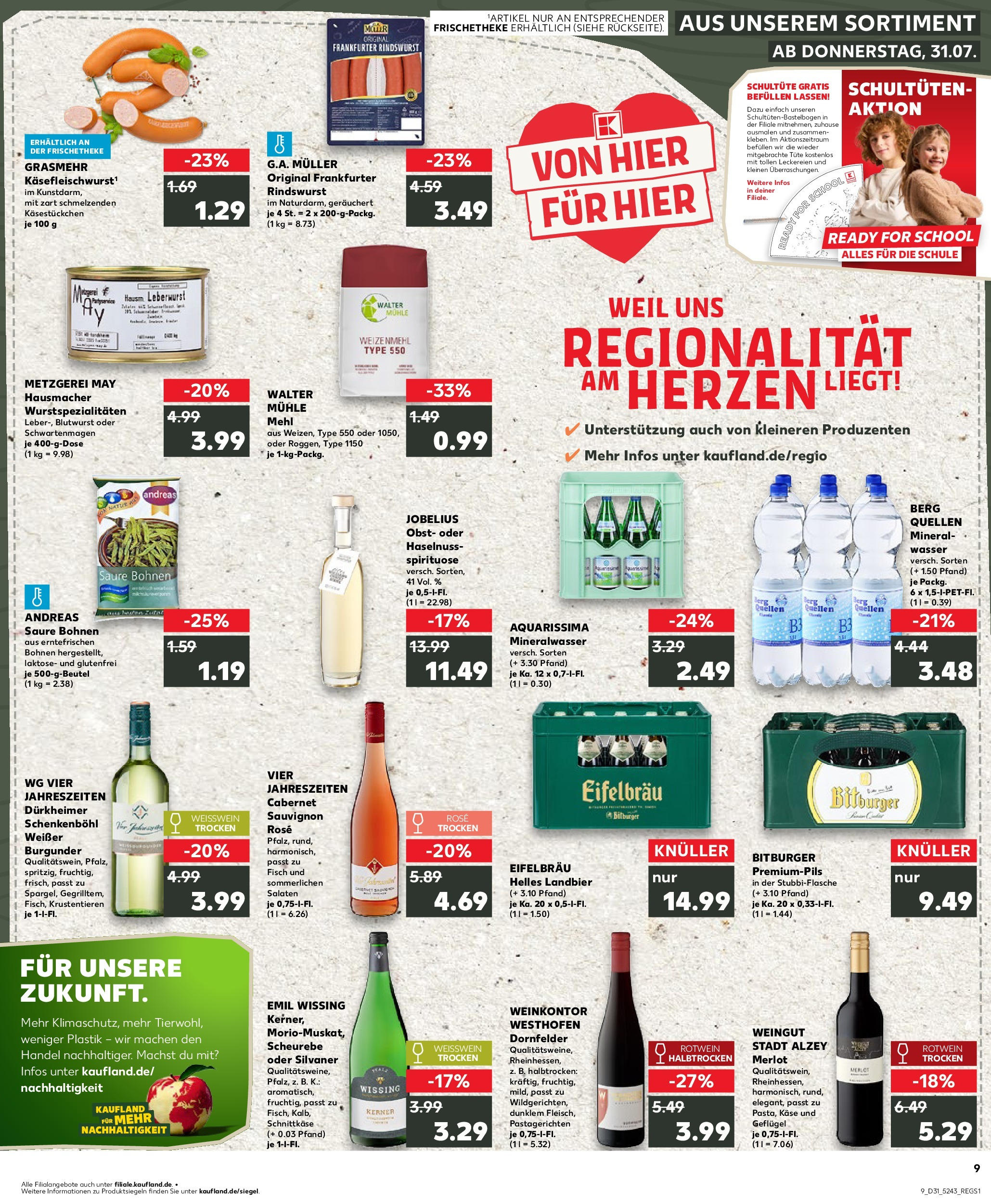 Prospekt Kaufland ab 31.07.2025 » Angebote Online zum Blättern | Seite: 9 | Produkte: Weißwein, Rotwein, Merlot, Obst