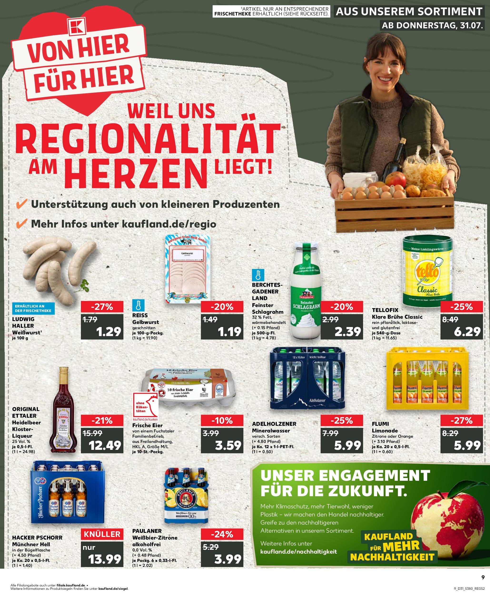 Prospekt Kaufland ab 31.07.2025 » Angebote und Werbung Online | Seite: 9 | Produkte: Eier, Adelholzener, Limonade, Paulaner Prospekt Kaufland ab 31.07.2025 » Angebote Online zum Blättern | Seite: 9 | Produkte: Eier, Adelholzener, Limonade, Paulaner
