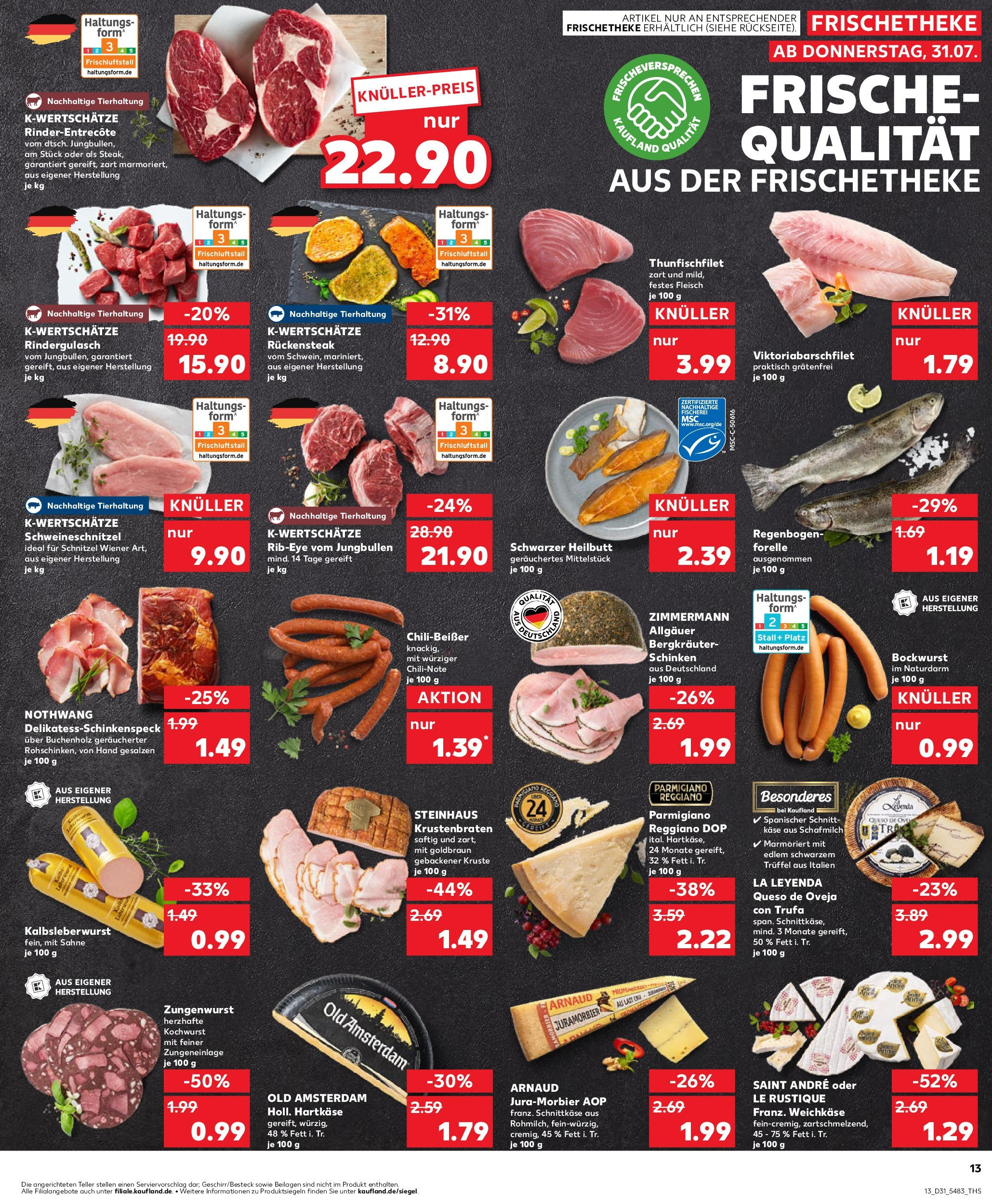 Prospekt Kaufland ab 31.07.2025 » Angebote und Werbung Online | Seite: 13 | Produkte: Bockwurst, Rindergulasch, Sahne, Fleisch Prospekt Kaufland ab 31.07.2025 » Angebote Online zum Blättern | Seite: 13 | Produkte: Bockwurst, Rindergulasch, Sahne, Fleisch