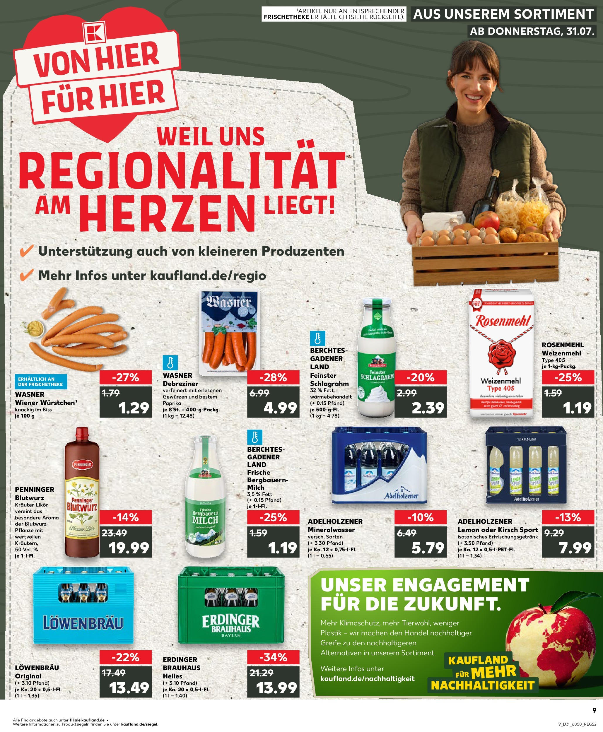 Prospekt Kaufland ab 31.07.2025 » Angebote und Werbung Online | Seite: 9 | Produkte: Erdinger, Milch, Adelholzener, Mineralwasser Prospekt Kaufland ab 31.07.2025 » Angebote Online zum Blättern | Seite: 9 | Produkte: Erdinger, Milch, Adelholzener, Mineralwasser
