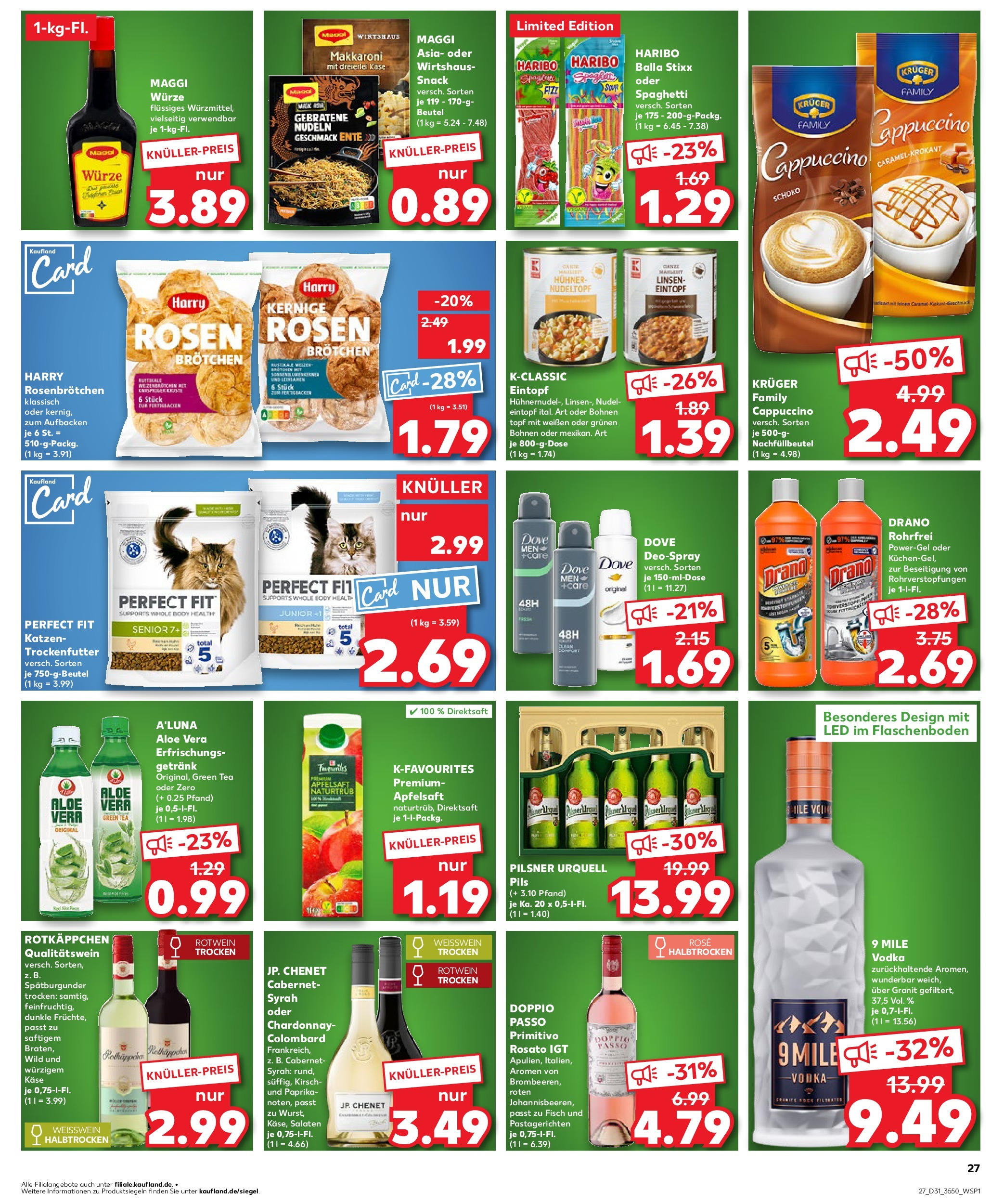 Prospekt Kaufland ab 31.07.2025 » Angebote und Werbung Online | Seite: 27 | Produkte: Weißwein, Tür, Doppio passo primitivo, Apple Prospekt Kaufland ab 31.07.2025 » Angebote Online zum Blättern | Seite: 27 | Produkte: Weißwein, Tür, Doppio passo primitivo, Apple