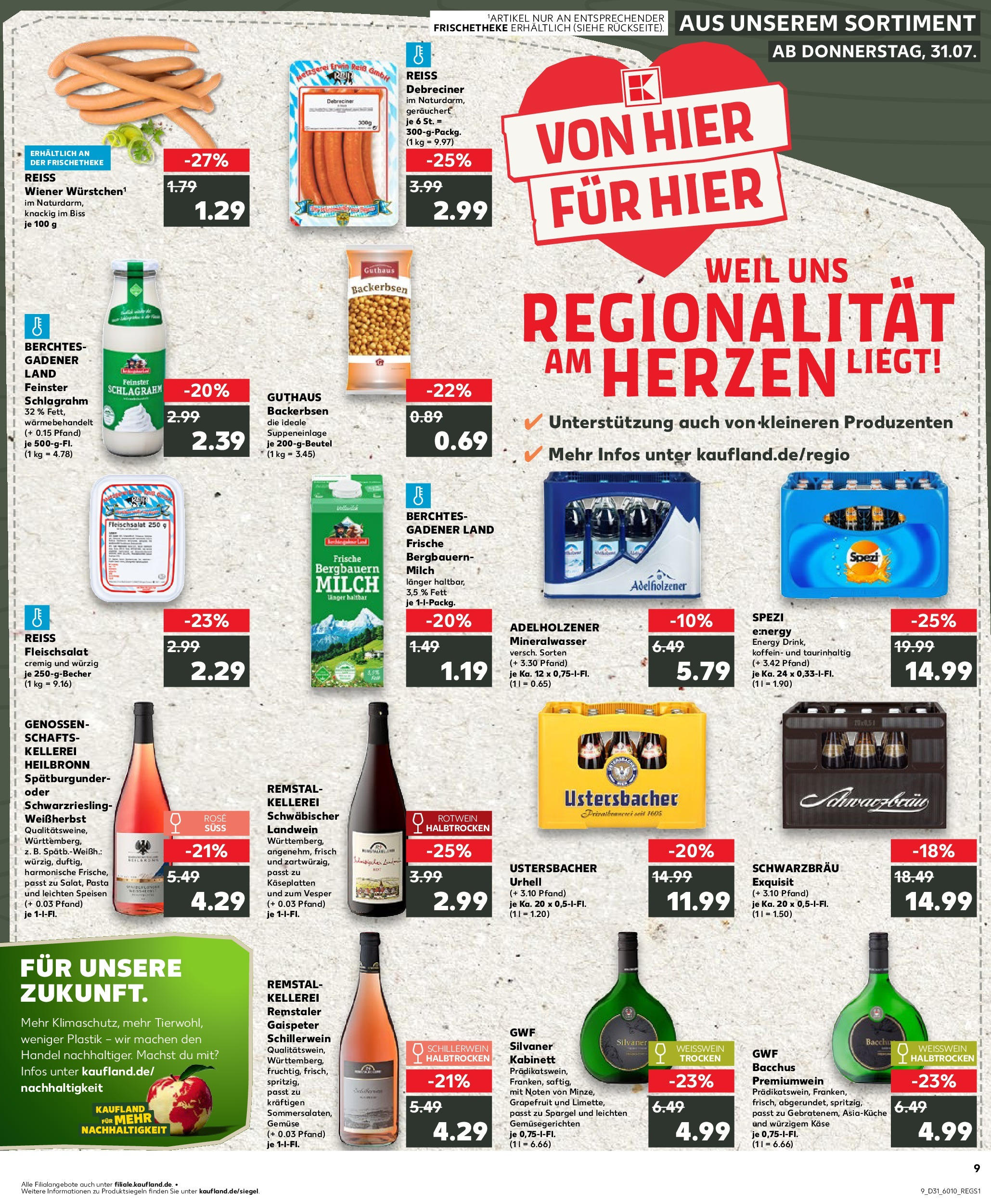 Prospekt Kaufland ab 31.07.2025 » Angebote Online zum Blättern | Seite: 9 | Produkte: Energy, Spargel, Mineralwasser, Pasta