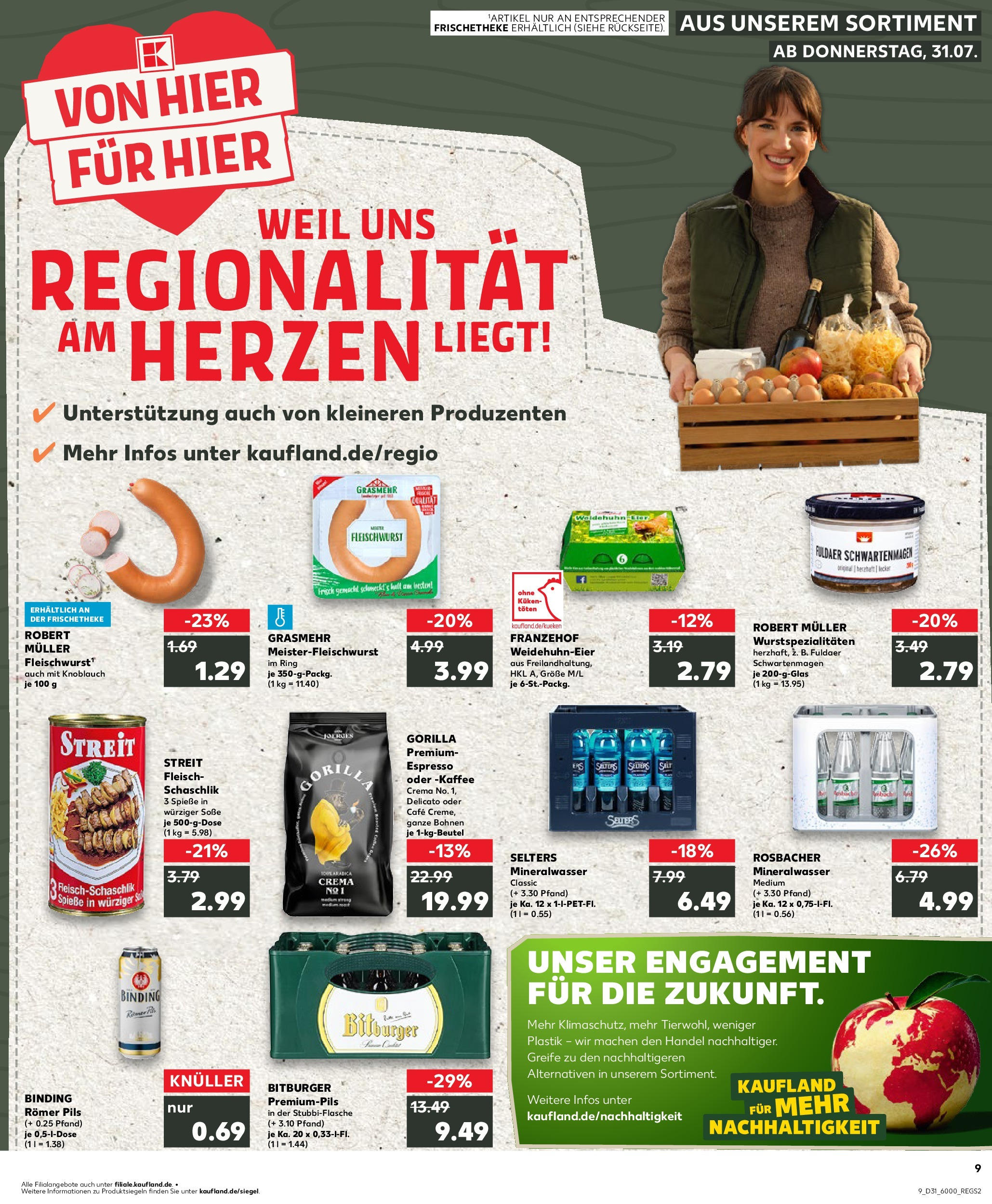 Prospekt Kaufland ab 31.07.2025 » Angebote und Werbung Online | Seite: 9 | Produkte: Kaffee, Mineralwasser, Soße, Fleisch Prospekt Kaufland ab 31.07.2025 » Angebote Online zum Blättern | Seite: 9 | Produkte: Kaffee, Mineralwasser, Soße, Fleisch