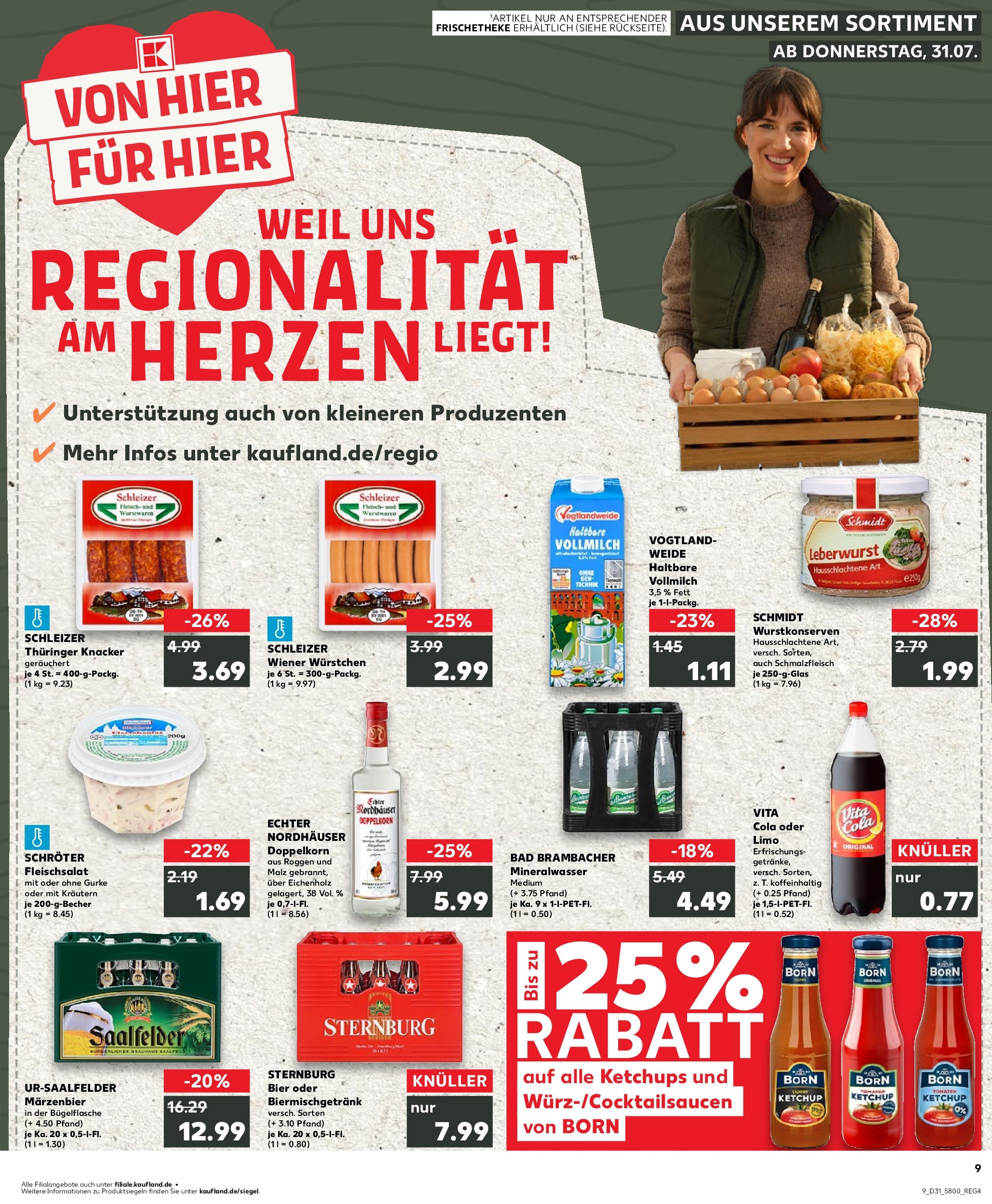 Prospekt Kaufland ab 31.07.2025 » Angebote Online zum Blättern | Seite: 9 | Produkte: Cola, Tomaten, Vita cola, Ketchup