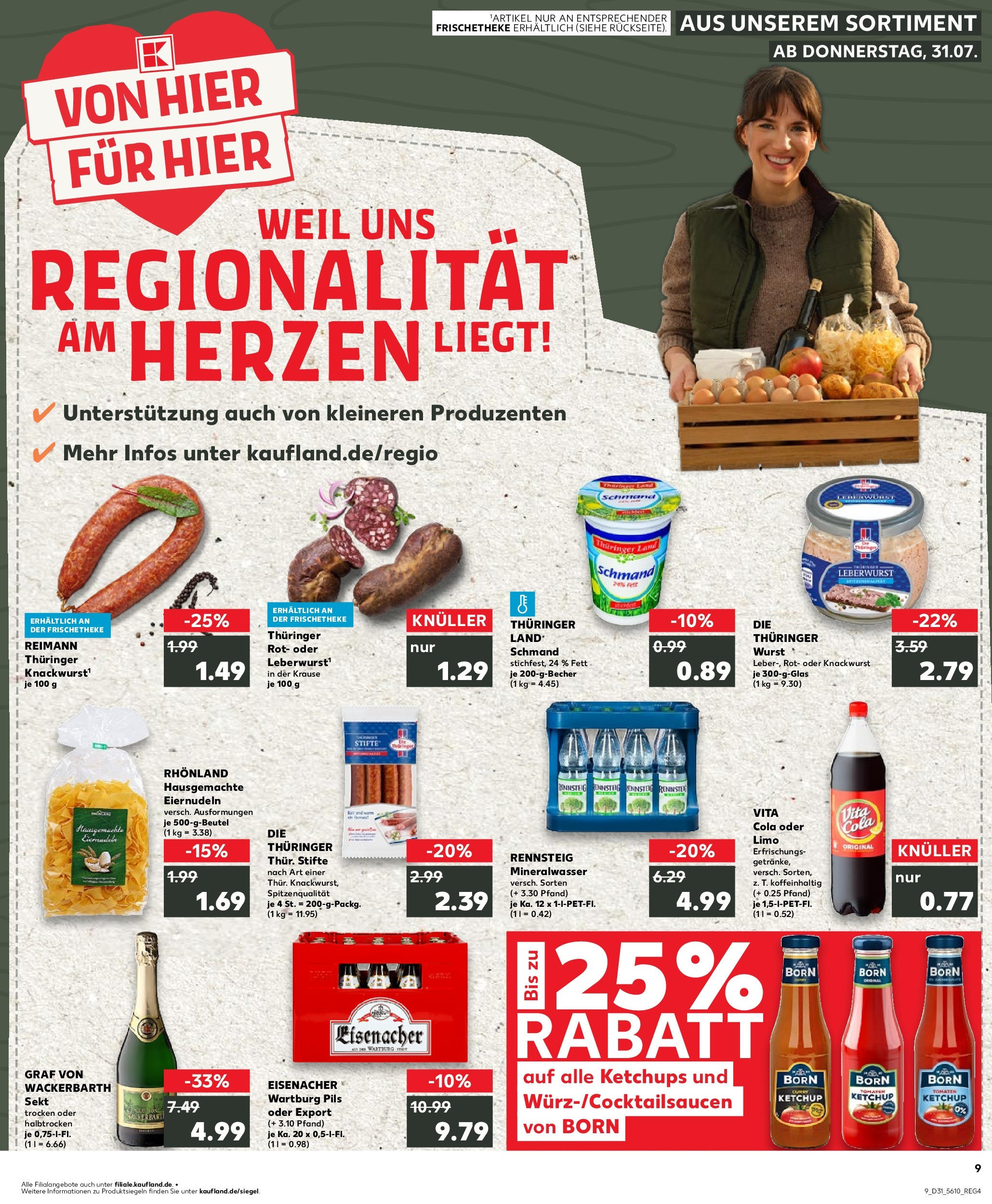 Prospekt Kaufland ab 31.07.2025 » Angebote Online zum Blättern | Seite: 9 | Produkte: Sekt, Pils, Mineralwasser, Vita cola