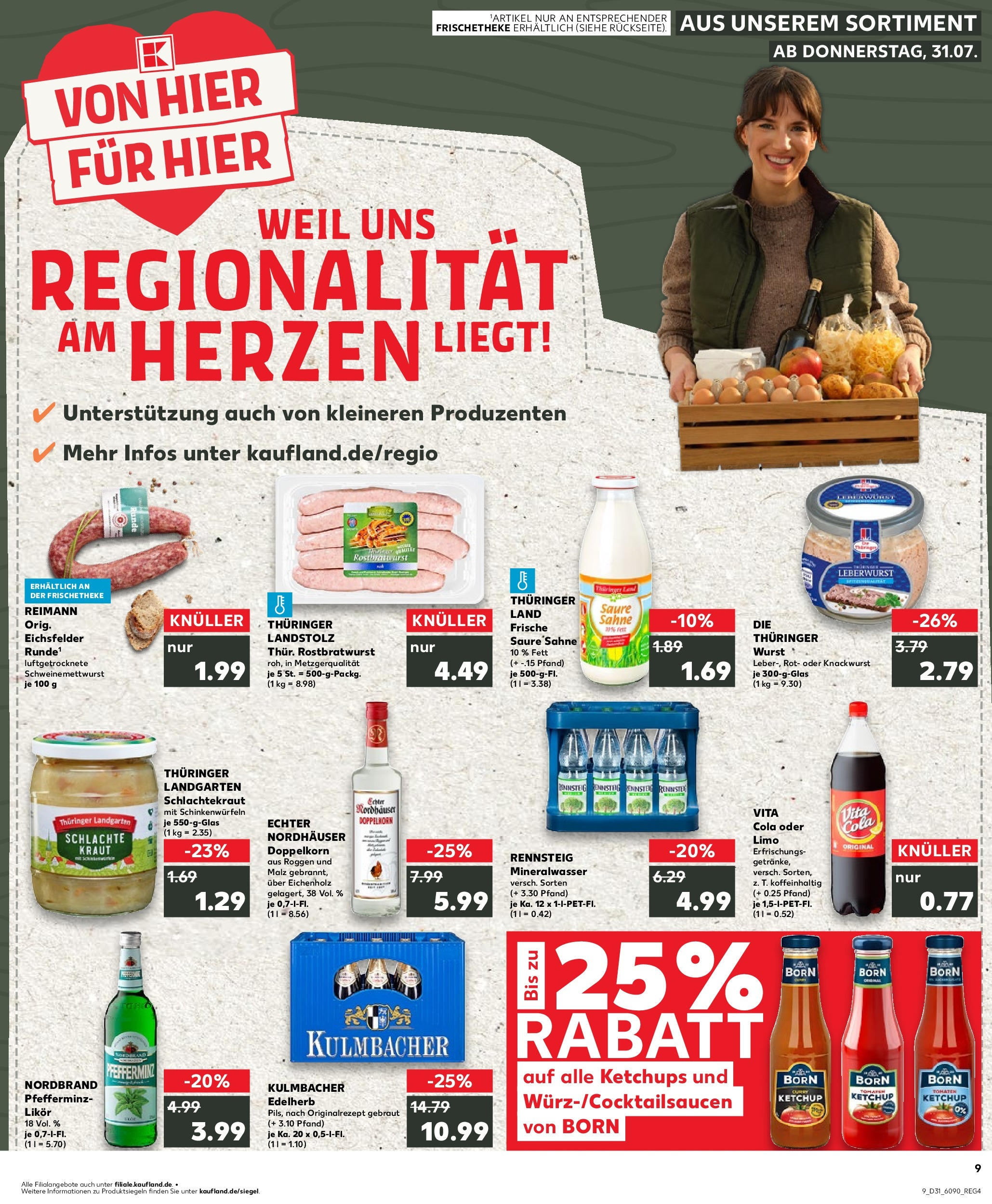 Prospekt Kaufland ab 31.07.2025 » Angebote und Werbung Online | Seite: 9 | Produkte: Mineralwasser, Vita cola, Ketchup, Sahne Prospekt Kaufland ab 31.07.2025 » Angebote Online zum Blättern | Seite: 9 | Produkte: Mineralwasser, Vita cola, Ketchup, Sahne