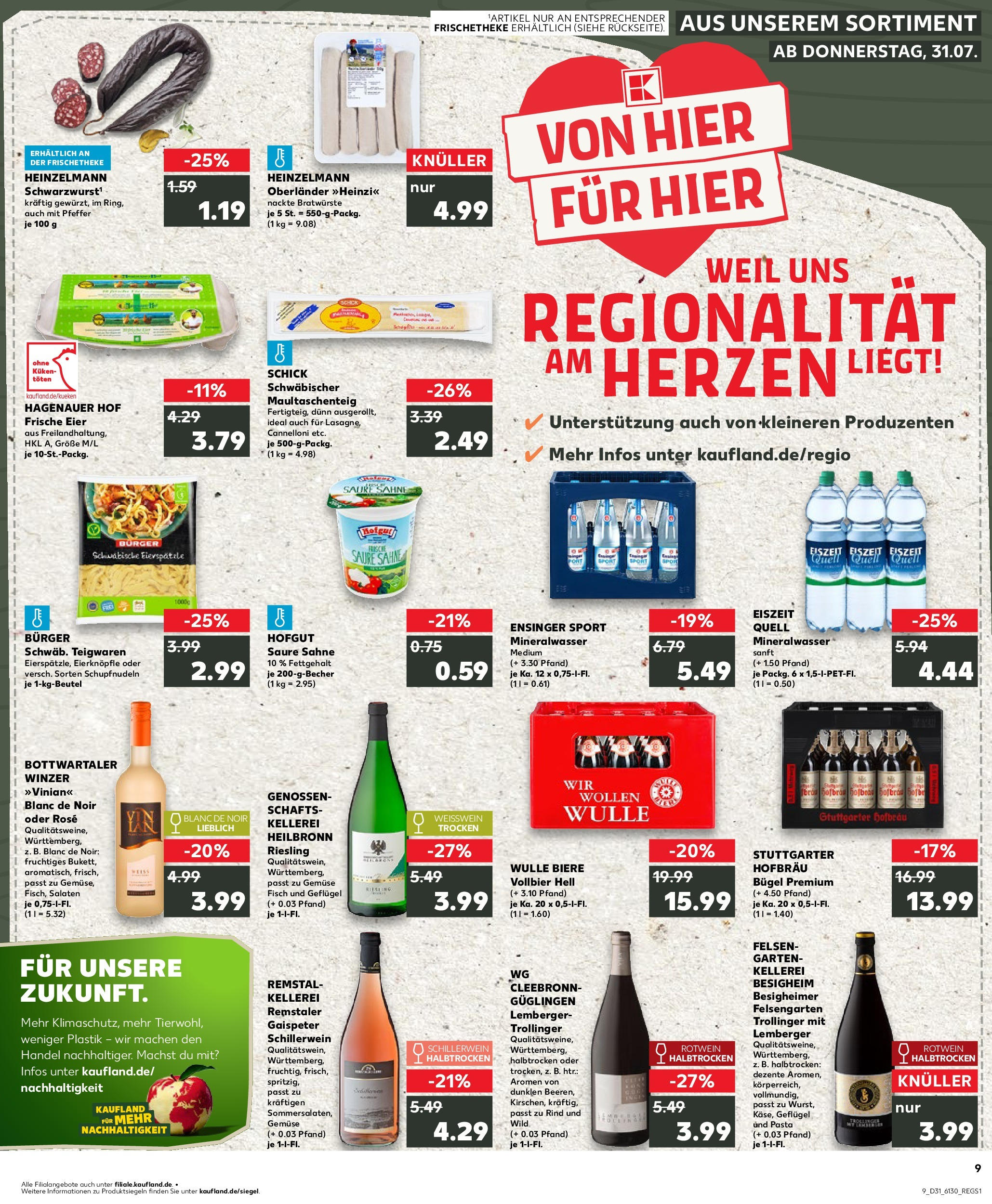Prospekt Kaufland ab 31.07.2025 » Angebote und Werbung Online | Seite: 9 | Produkte: Weißwein, Gemüse, Pasta, Sahne Prospekt Kaufland ab 31.07.2025 » Angebote Online zum Blättern | Seite: 9 | Produkte: Weißwein, Gemüse, Pasta, Sahne
