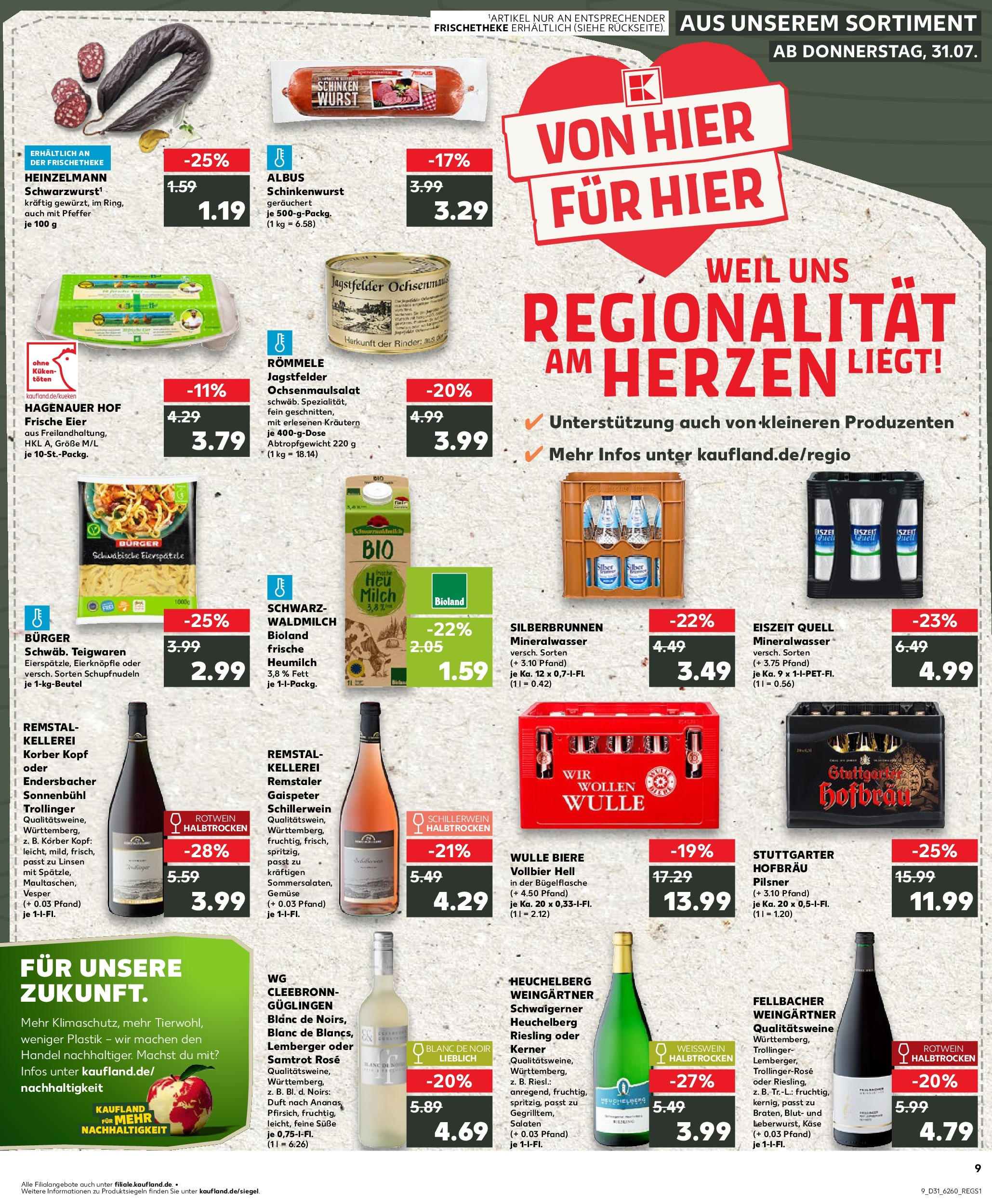 Prospekt Kaufland ab 31.07.2025 » Angebote Online zum Blättern | Seite: 9 | Produkte: Milch, Weißwein, Ananas, Gemüse