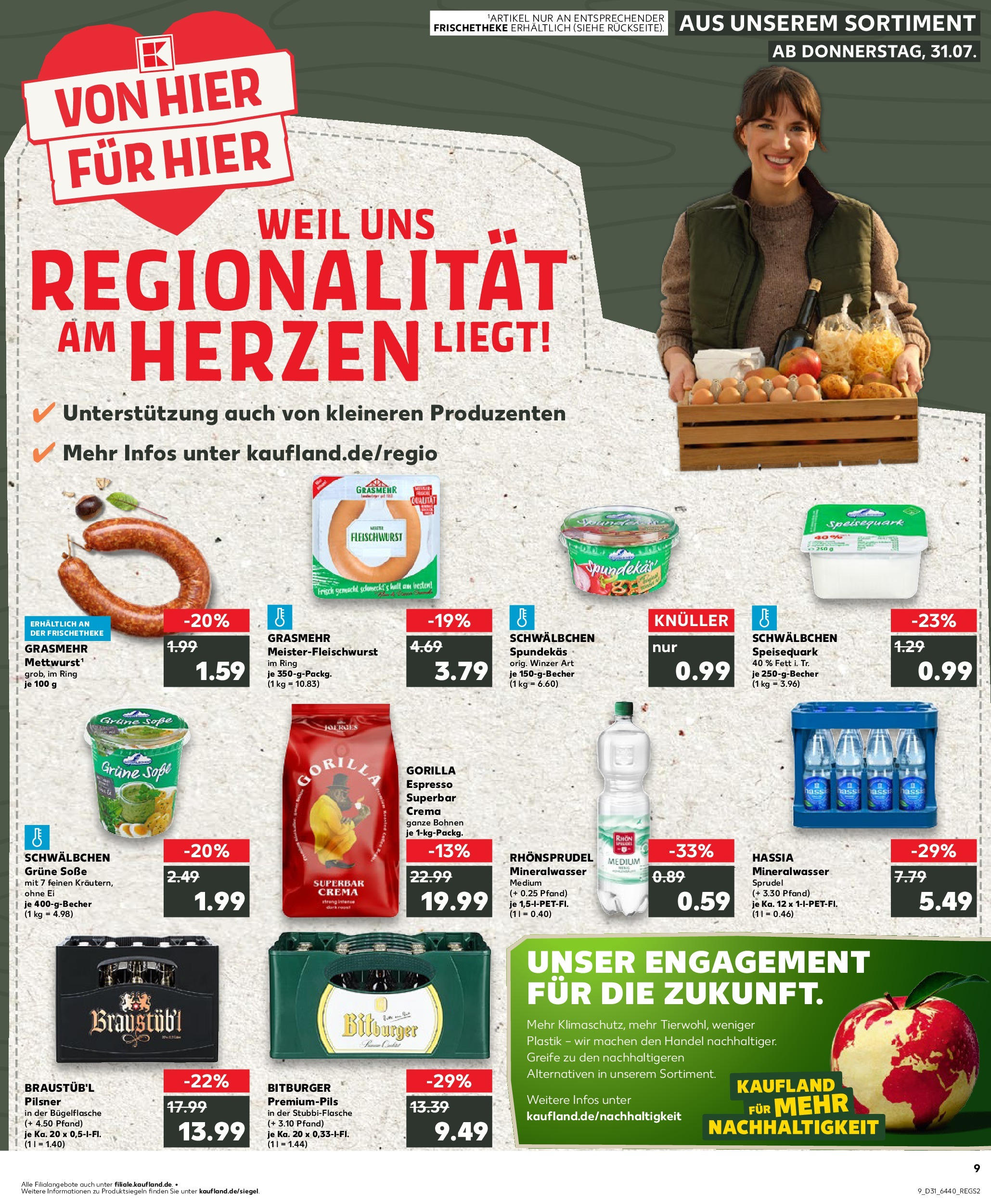 Prospekt Kaufland ab 31.07.2025 » Angebote und Werbung Online | Seite: 9 | Produkte: Mineralwasser, Soße, Rhonsprudel, Speisequark Prospekt Kaufland ab 31.07.2025 » Angebote Online zum Blättern | Seite: 9 | Produkte: Mineralwasser, Soße, Rhonsprudel, Speisequark
