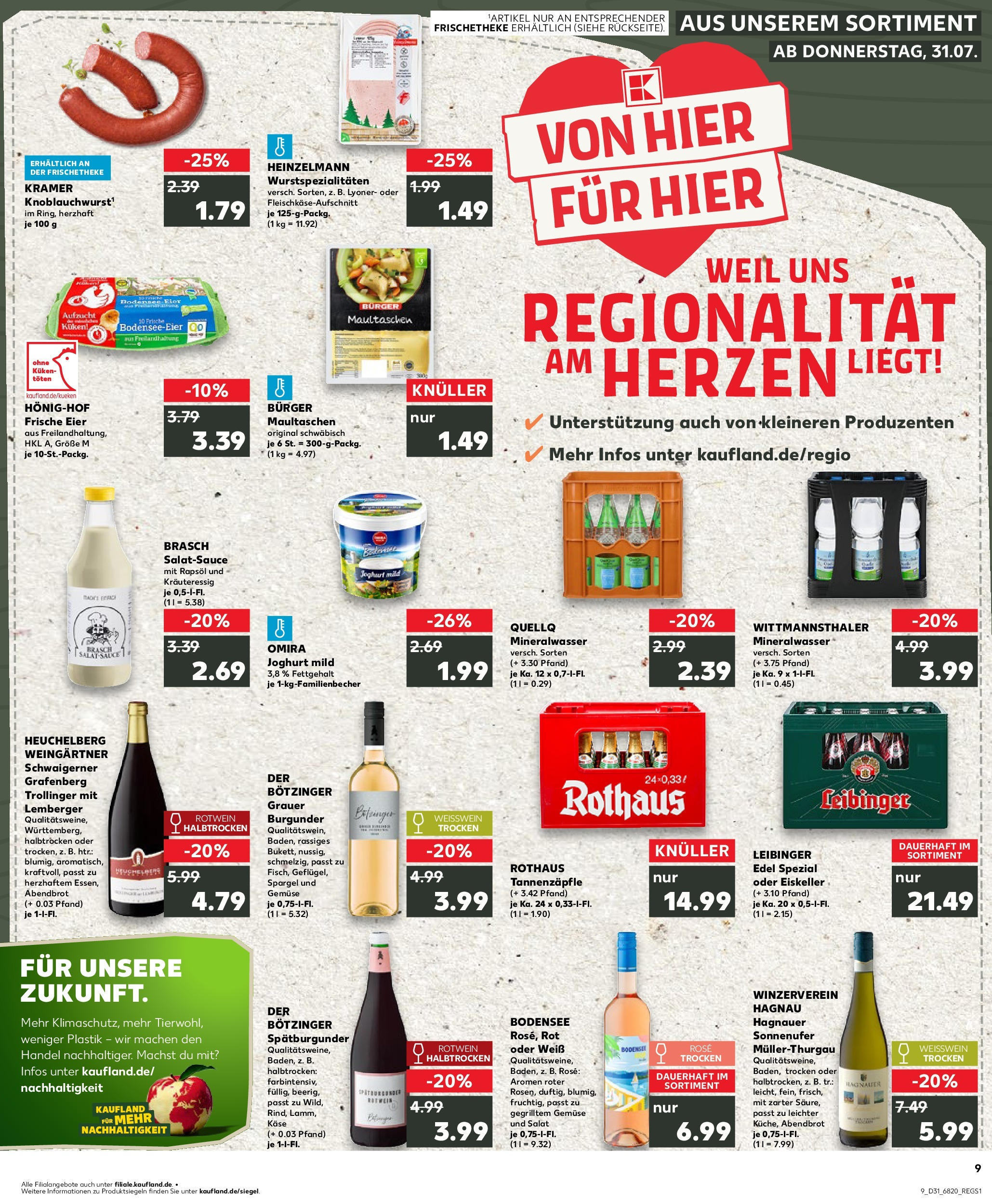Prospekt Kaufland ab 31.07.2025 » Angebote Online zum Blättern | Seite: 9 | Produkte: Joghurt, Eier, Rotwein, Burger