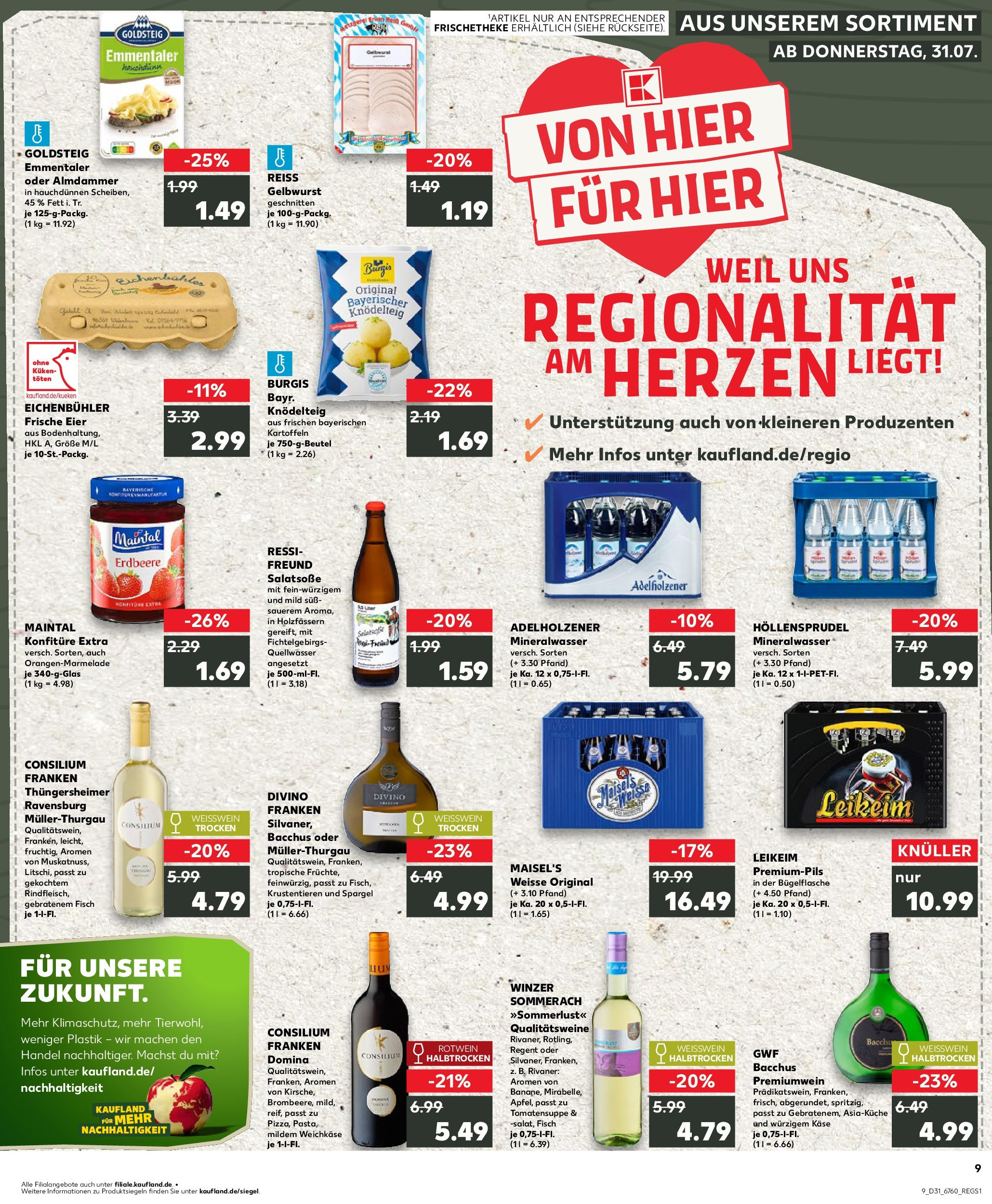Prospekt Kaufland ab 31.07.2025 » Angebote und Werbung Online | Seite: 9 | Produkte: Weißwein, Adelholzener, Fisch, Kartoffeln Prospekt Kaufland ab 31.07.2025 » Angebote Online zum Blättern | Seite: 9 | Produkte: Weißwein, Adelholzener, Fisch, Kartoffeln