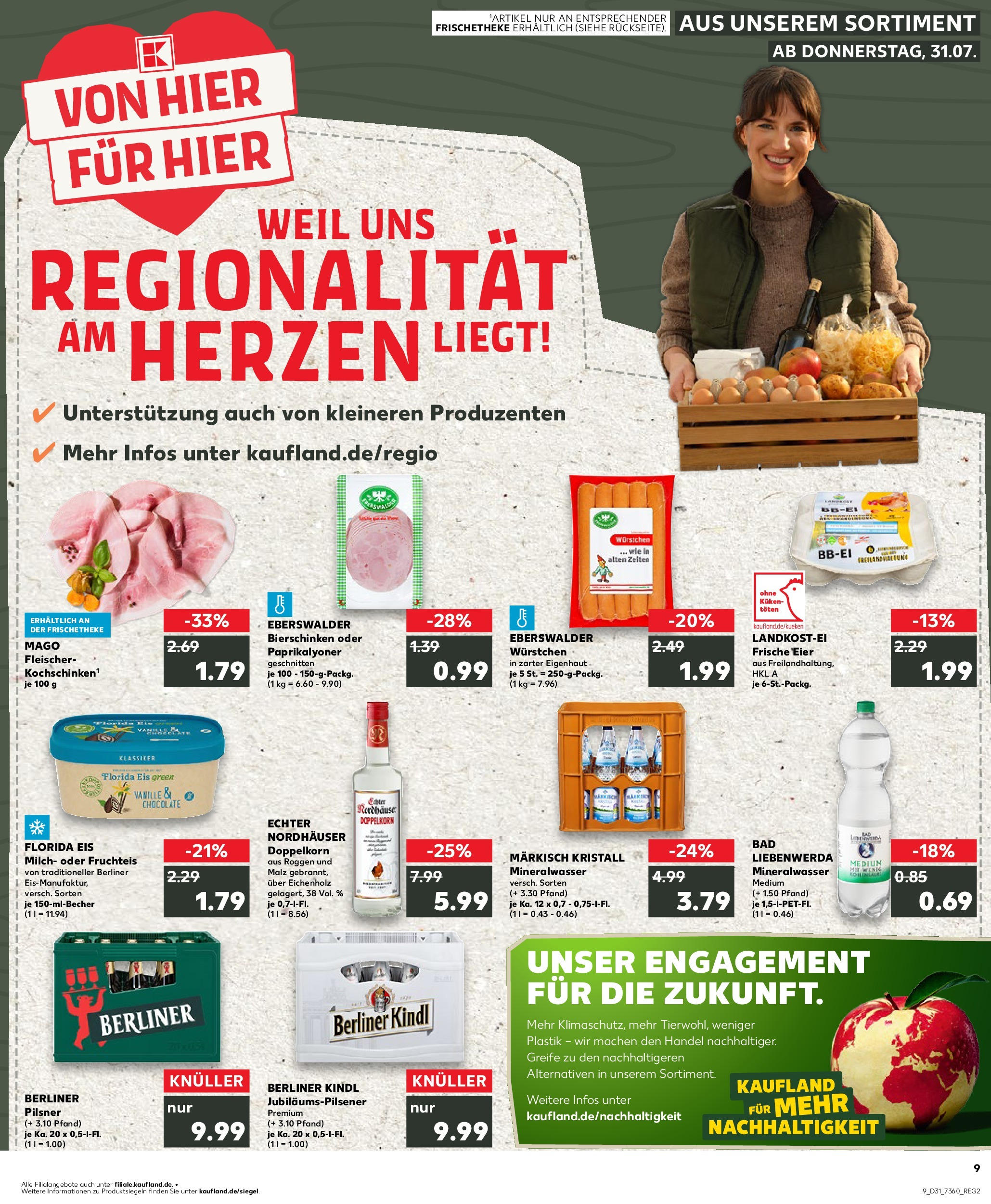 Prospekt Kaufland ab 31.07.2025 » Angebote Online zum Blättern | Seite: 9 | Produkte: Milch, Eier, Mineralwasser, Eis