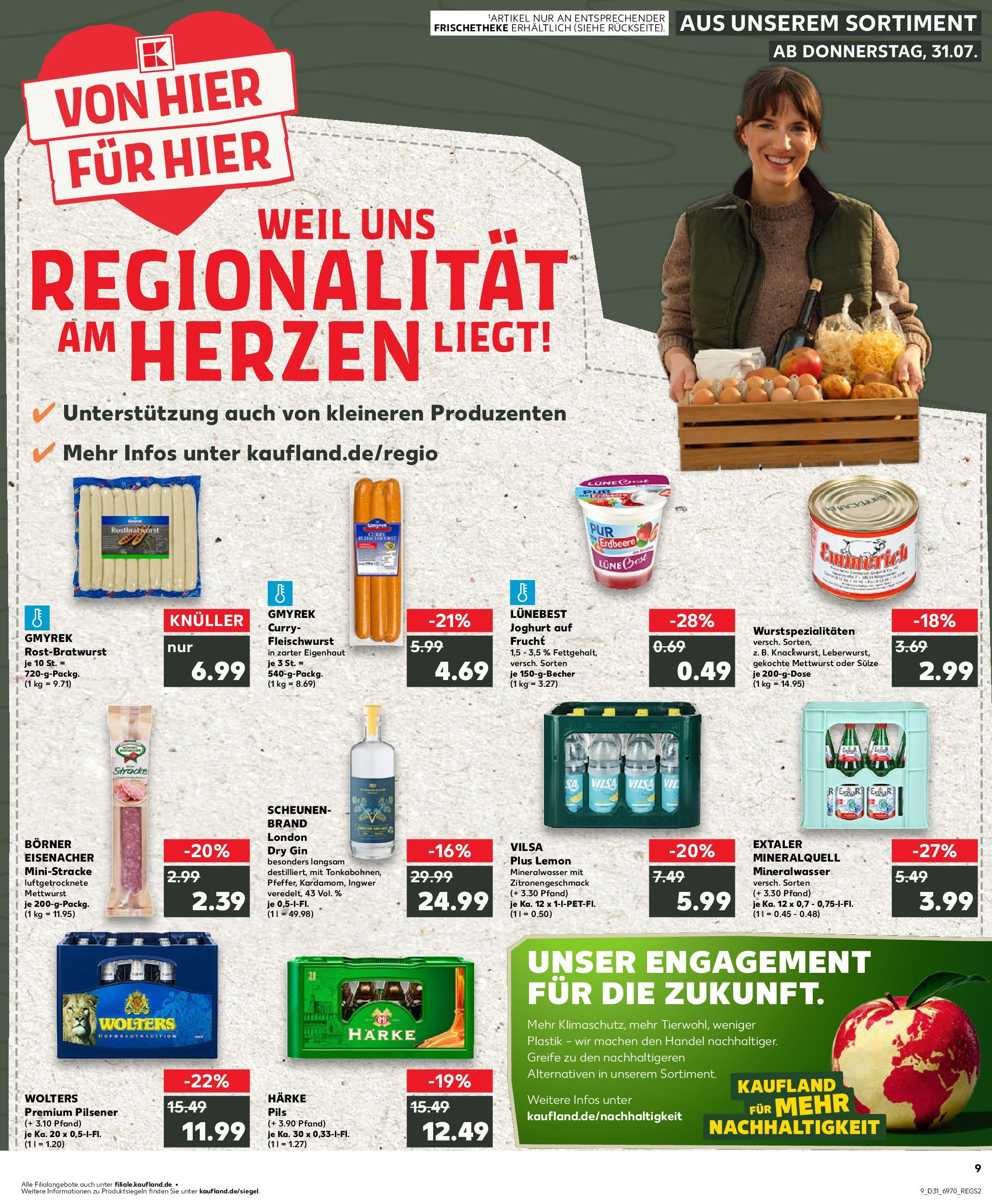 Prospekt Kaufland ab 31.07.2025 » Angebote und Werbung Online | Seite: 9 | Produkte: Joghurt, Pils, Mineralwasser, Gin Prospekt Kaufland ab 31.07.2025 » Angebote Online zum Blättern | Seite: 9 | Produkte: Joghurt, Pils, Mineralwasser, Gin
