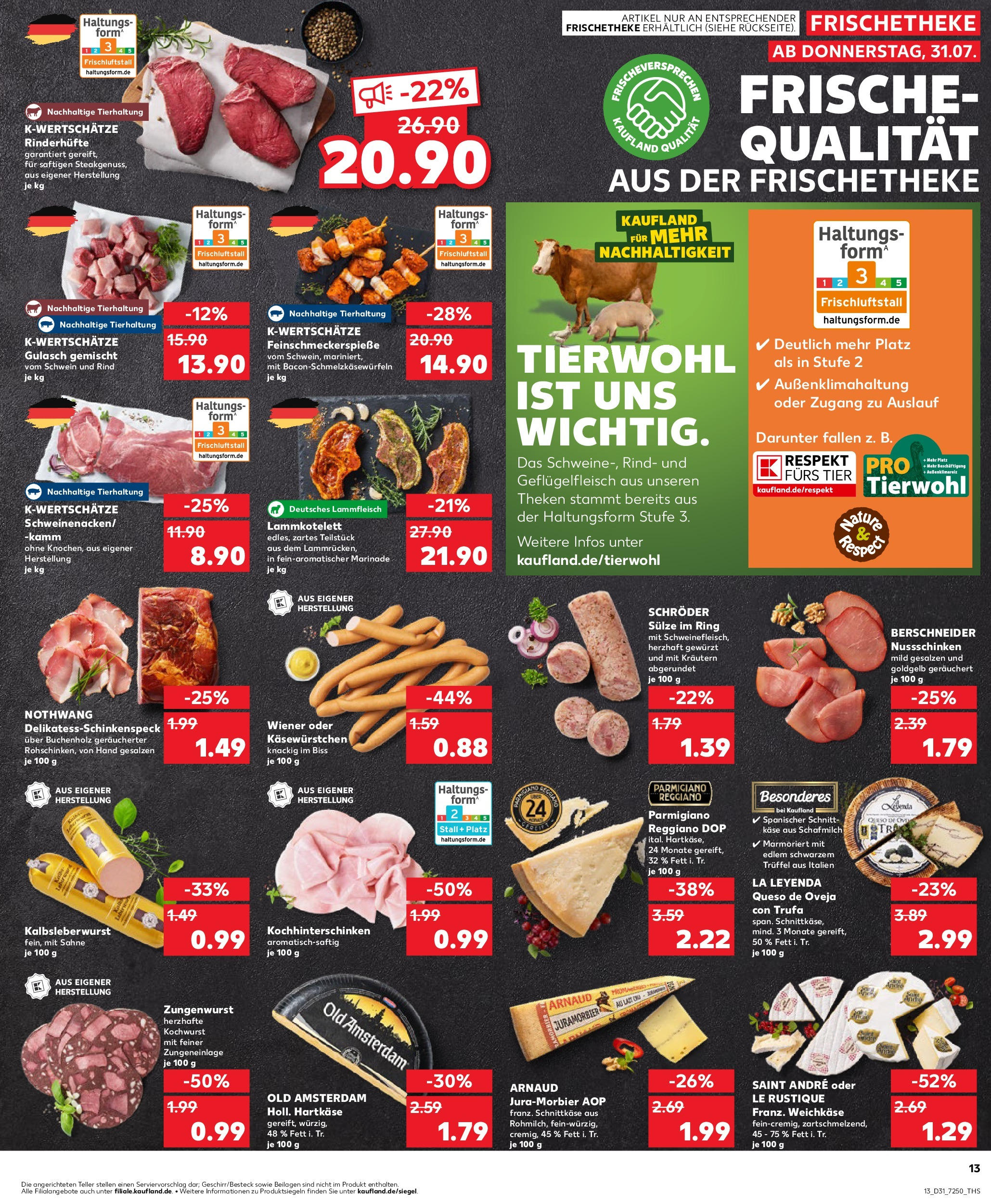 Prospekt Kaufland ab 31.07.2025 » Angebote und Werbung Online | Seite: 13 | Produkte: Käse, Gulasch, Sahne Prospekt Kaufland ab 31.07.2025 » Angebote Online zum Blättern | Seite: 13 | Produkte: Käse, Gulasch, Sahne