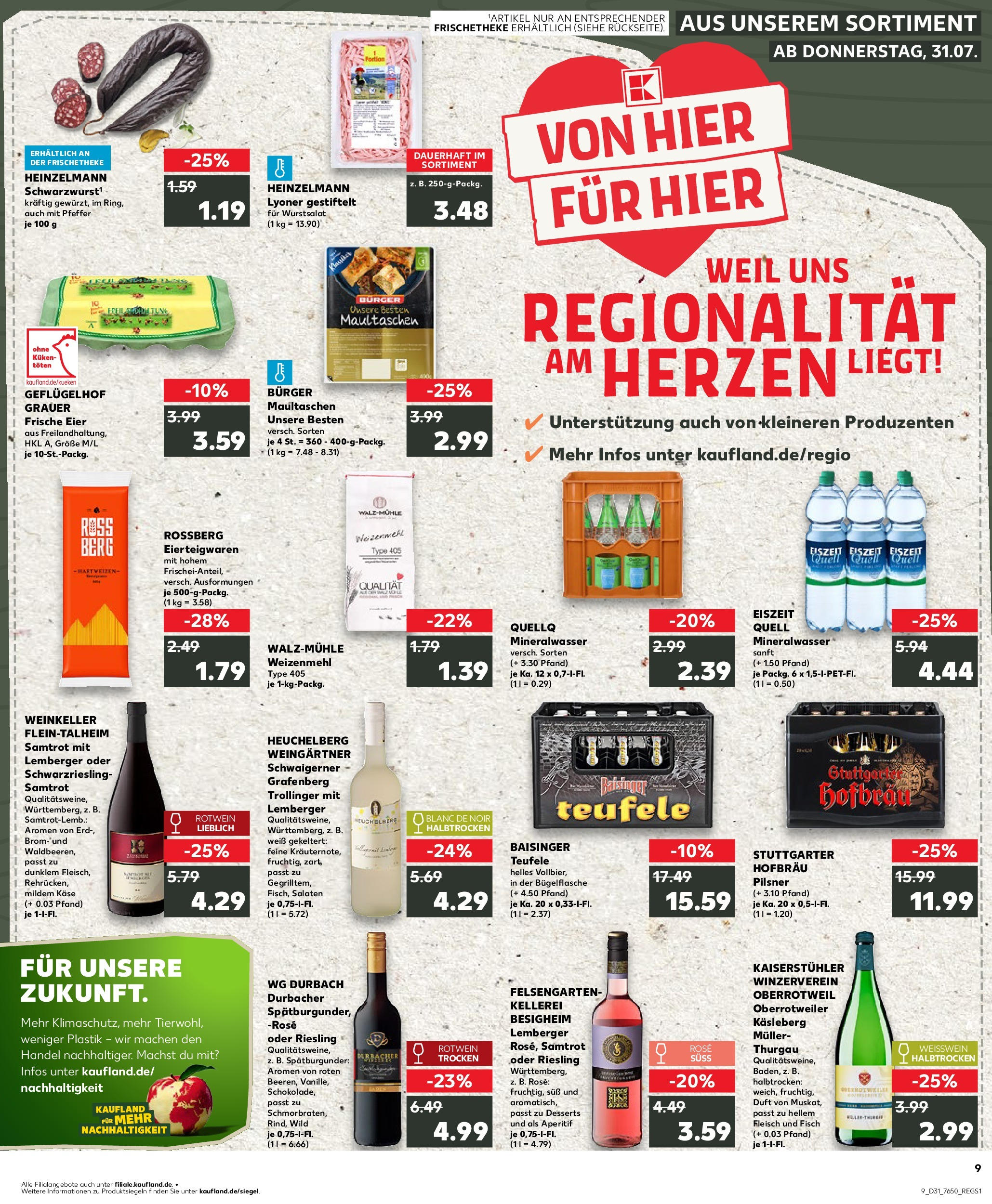 Prospekt Kaufland ab 31.07.2025 » Angebote und Werbung Online | Seite: 9 | Produkte: Käse, Mineralwasser, Pfeffer, Maultaschen Prospekt Kaufland ab 31.07.2025 » Angebote Online zum Blättern | Seite: 9 | Produkte: Käse, Mineralwasser, Pfeffer, Maultaschen