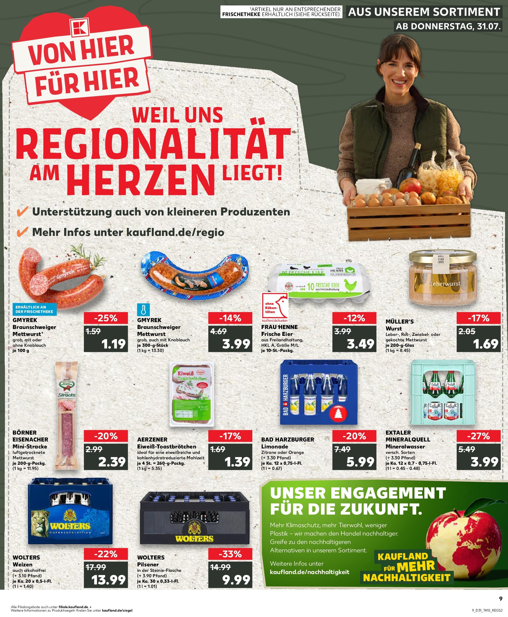 Prospekt Kaufland ab 31.07.2025 » Angebote Online zum Blättern | Seite: 9 | Produkte: Toast, Limonade, Mineralwasser, Knoblauch