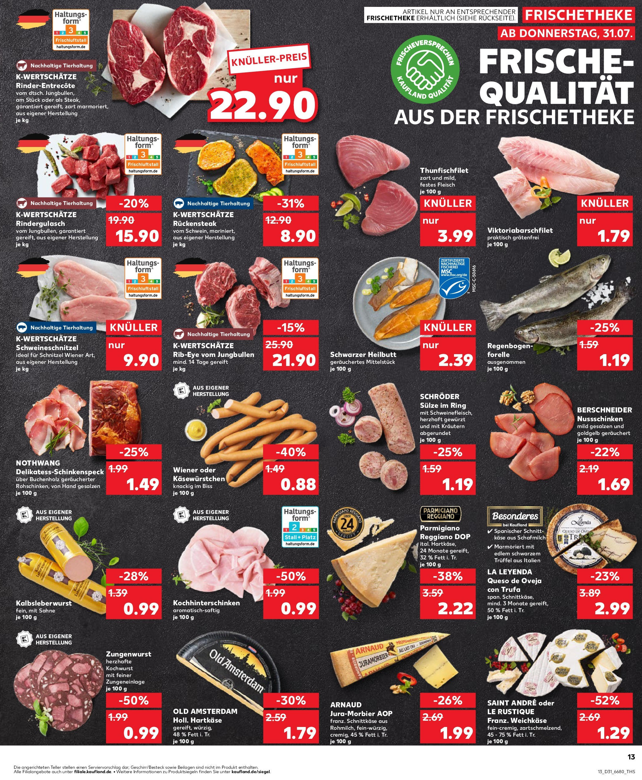 Prospekt Kaufland ab 31.07.2025 » Angebote und Werbung Online | Seite: 13 | Produkte: Rindergulasch, Käse, Sahne, Fleisch Prospekt Kaufland ab 31.07.2025 » Angebote Online zum Blättern | Seite: 13 | Produkte: Rindergulasch, Käse, Sahne, Fleisch