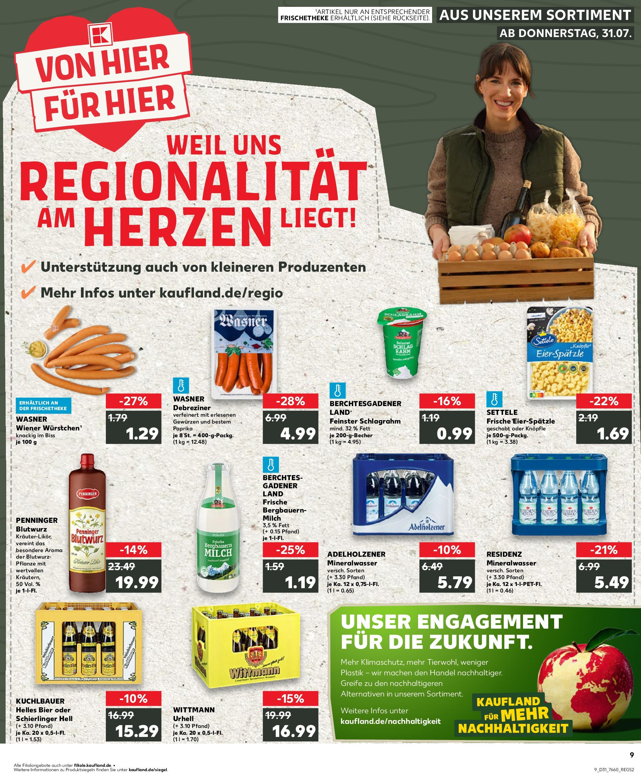 Prospekt Kaufland ab 31.07.2025 » Angebote Online zum Blättern | Seite: 9 | Produkte: Milch, Bier, Adelholzener, Paprika