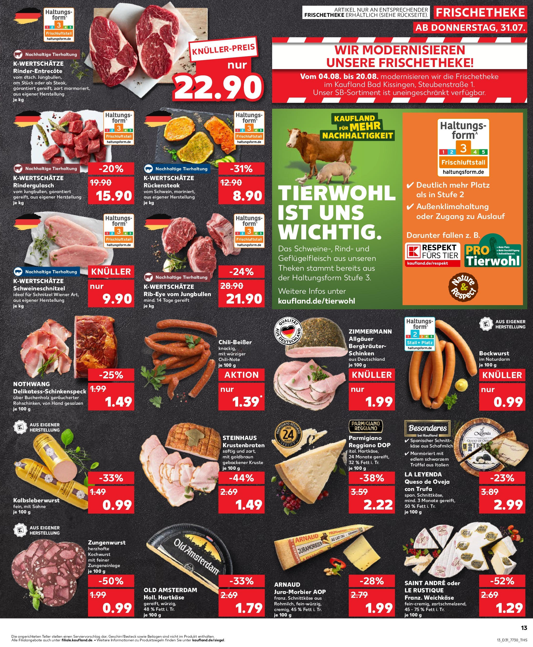 Prospekt Kaufland ab 31.07.2025 » Angebote und Werbung Online | Seite: 13 | Produkte: Rindergulasch, Bad, Entrecote, Sahne Prospekt Kaufland ab 31.07.2025 » Angebote Online zum Blättern | Seite: 13 | Produkte: Rindergulasch, Bad, Entrecote, Sahne