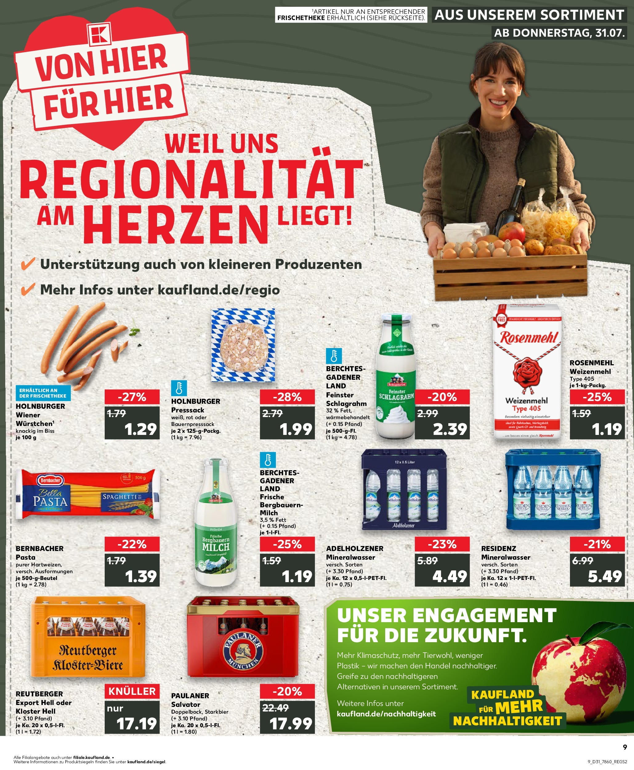 Prospekt Kaufland ab 31.07.2025 » Angebote und Werbung Online | Seite: 9 | Produkte: Milch, Weizenmehl, Pasta, Paulaner Prospekt Kaufland ab 31.07.2025 » Angebote Online zum Blättern | Seite: 9 | Produkte: Milch, Weizenmehl, Pasta, Paulaner
