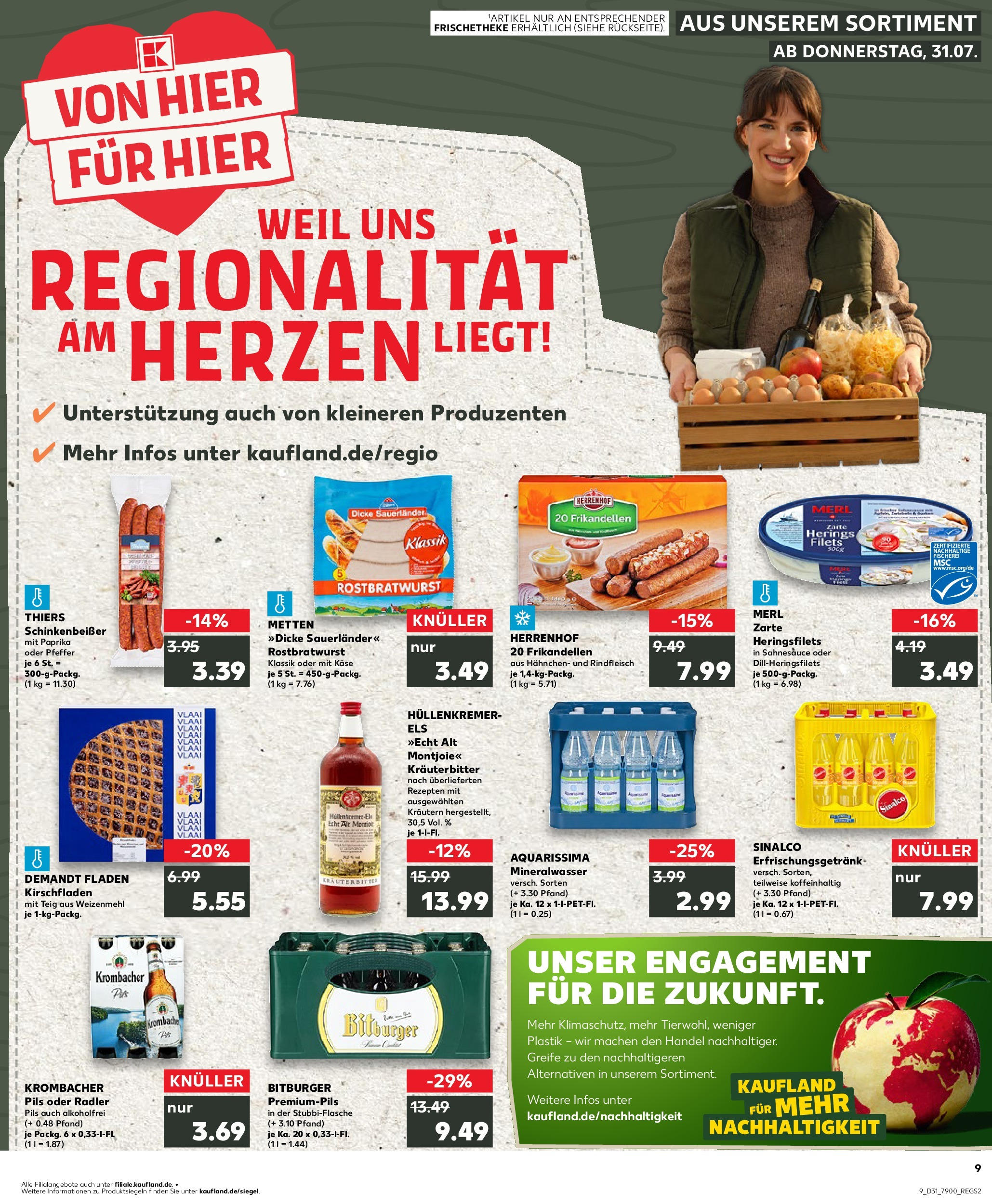 Prospekt Kaufland ab 31.07.2025 » Angebote Online zum Blättern | Seite: 9 | Produkte: Sinalco, Hahnchen, Pils, Mineralwasser