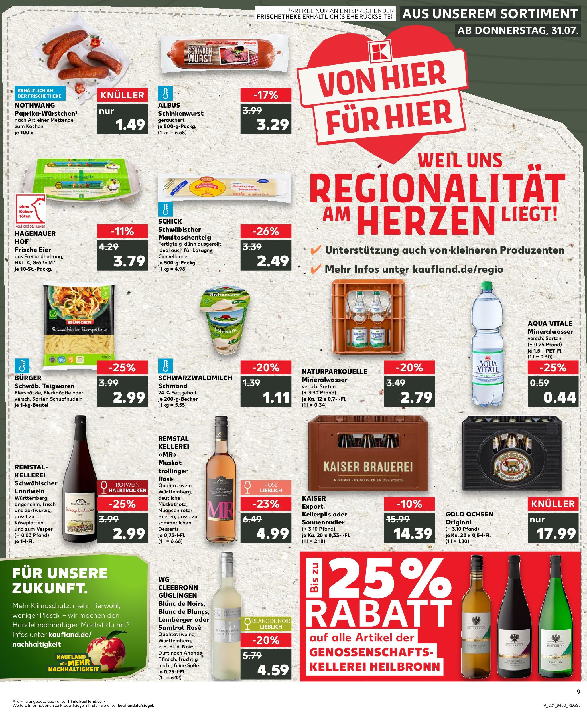Prospekt Kaufland ab 31.07.2025 » Angebote und Werbung Online | Seite: 9 | Produkte: Eier, Rotwein, Burger, Ananas Prospekt Kaufland ab 31.07.2025 » Angebote Online zum Blättern | Seite: 9 | Produkte: Eier, Rotwein, Burger, Ananas