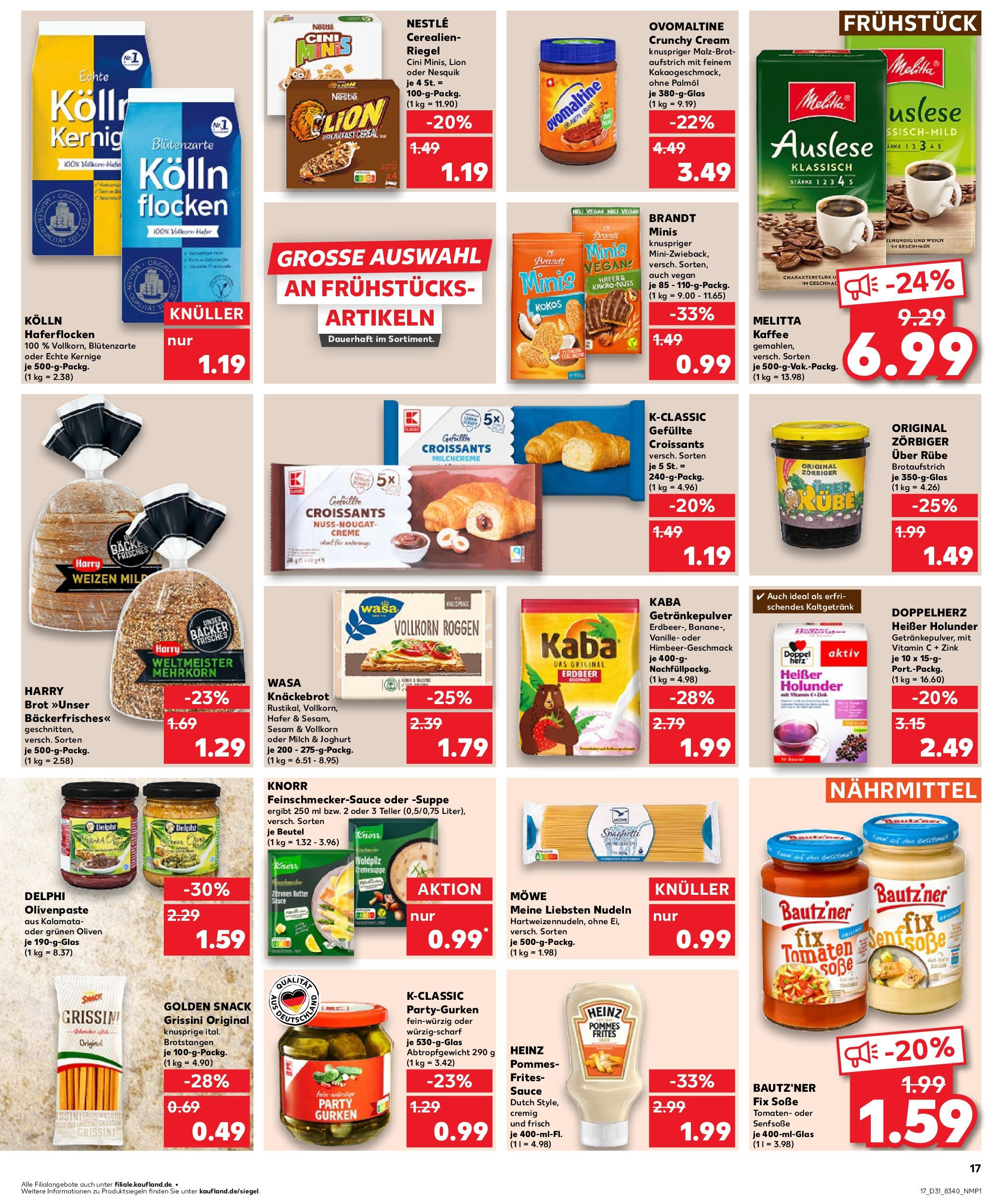 Prospekt Kaufland ab 31.07.2025 » Angebote und Werbung Online | Seite: 17 | Produkte: Kolln haferflocken, Creme, Wasa knackebrot, Zitronen Prospekt Kaufland ab 31.07.2025 » Angebote Online zum Blättern | Seite: 17 | Produkte: Kolln haferflocken, Creme, Wasa knackebrot, Zitronen