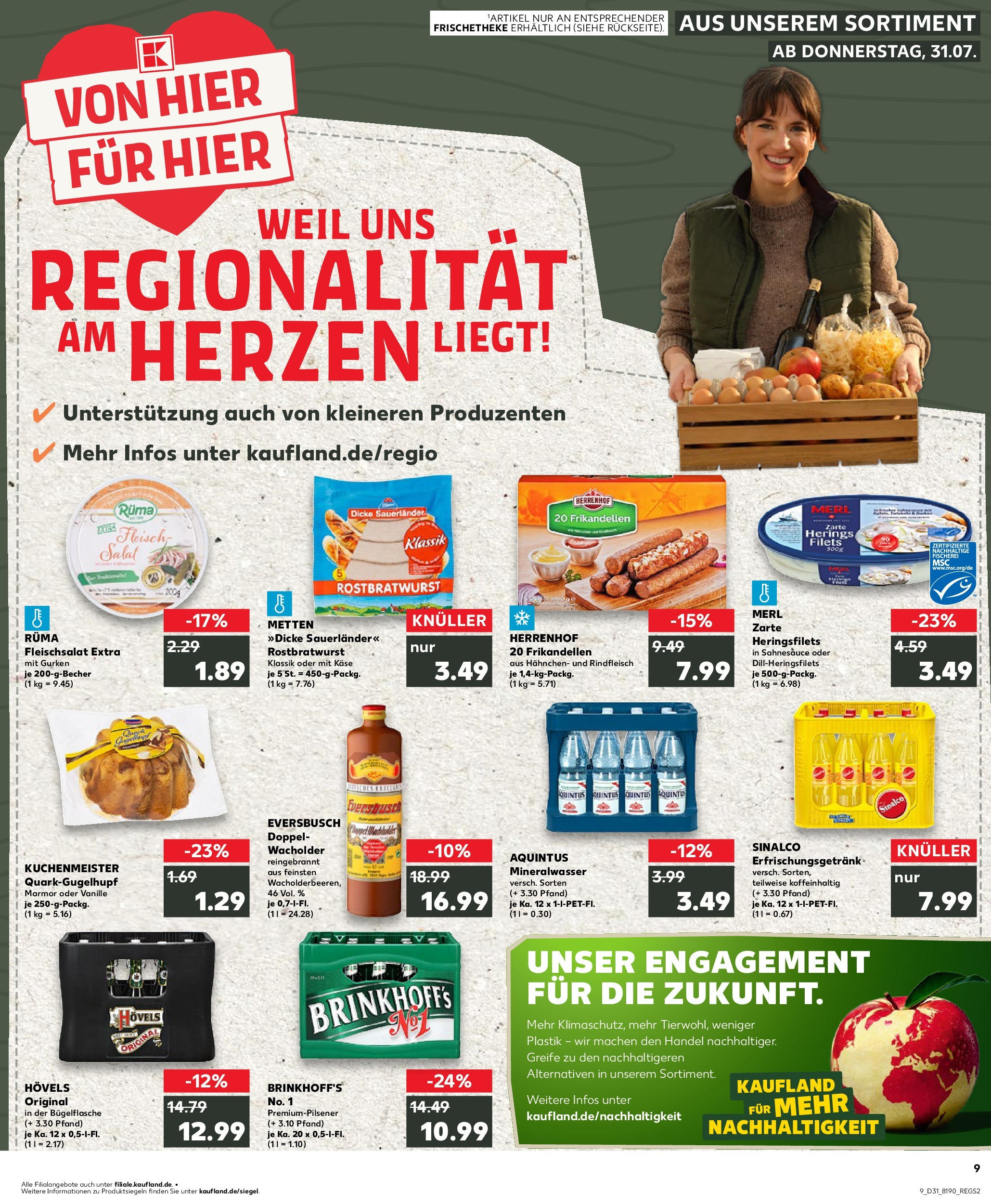 Prospekt Kaufland ab 31.07.2025 » Angebote und Werbung Online | Seite: 9 | Produkte: Käse, Rindfleisch, Gurken, Salat Prospekt Kaufland ab 31.07.2025 » Angebote Online zum Blättern | Seite: 9 | Produkte: Käse, Rindfleisch, Gurken, Salat