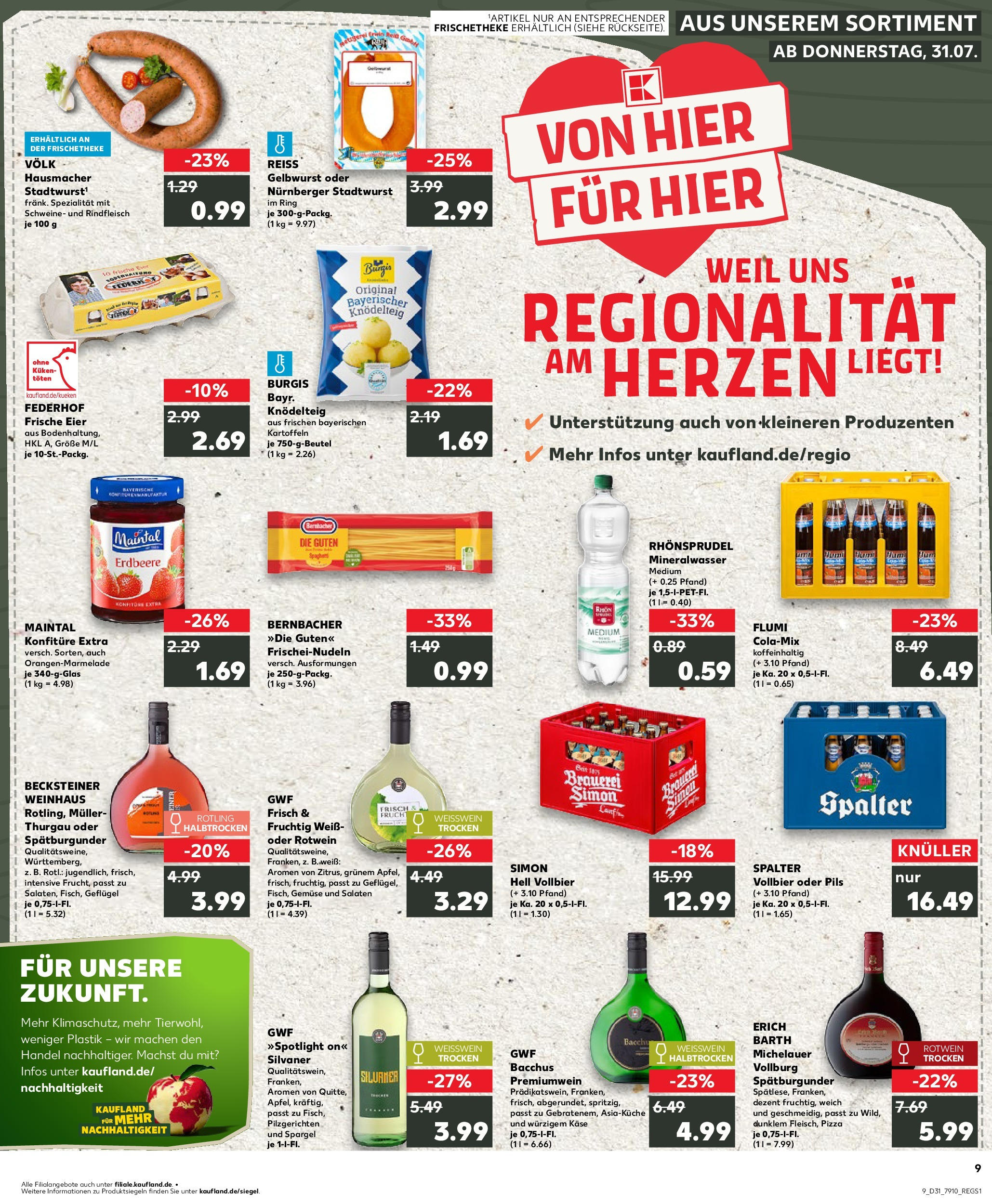 Prospekt Kaufland ab 31.07.2025 » Angebote und Werbung Online | Seite: 9 | Produkte: Weißwein, Pils, Mineralwasser, Gemüse Prospekt Kaufland ab 31.07.2025 » Angebote Online zum Blättern | Seite: 9 | Produkte: Weißwein, Pils, Mineralwasser, Gemüse