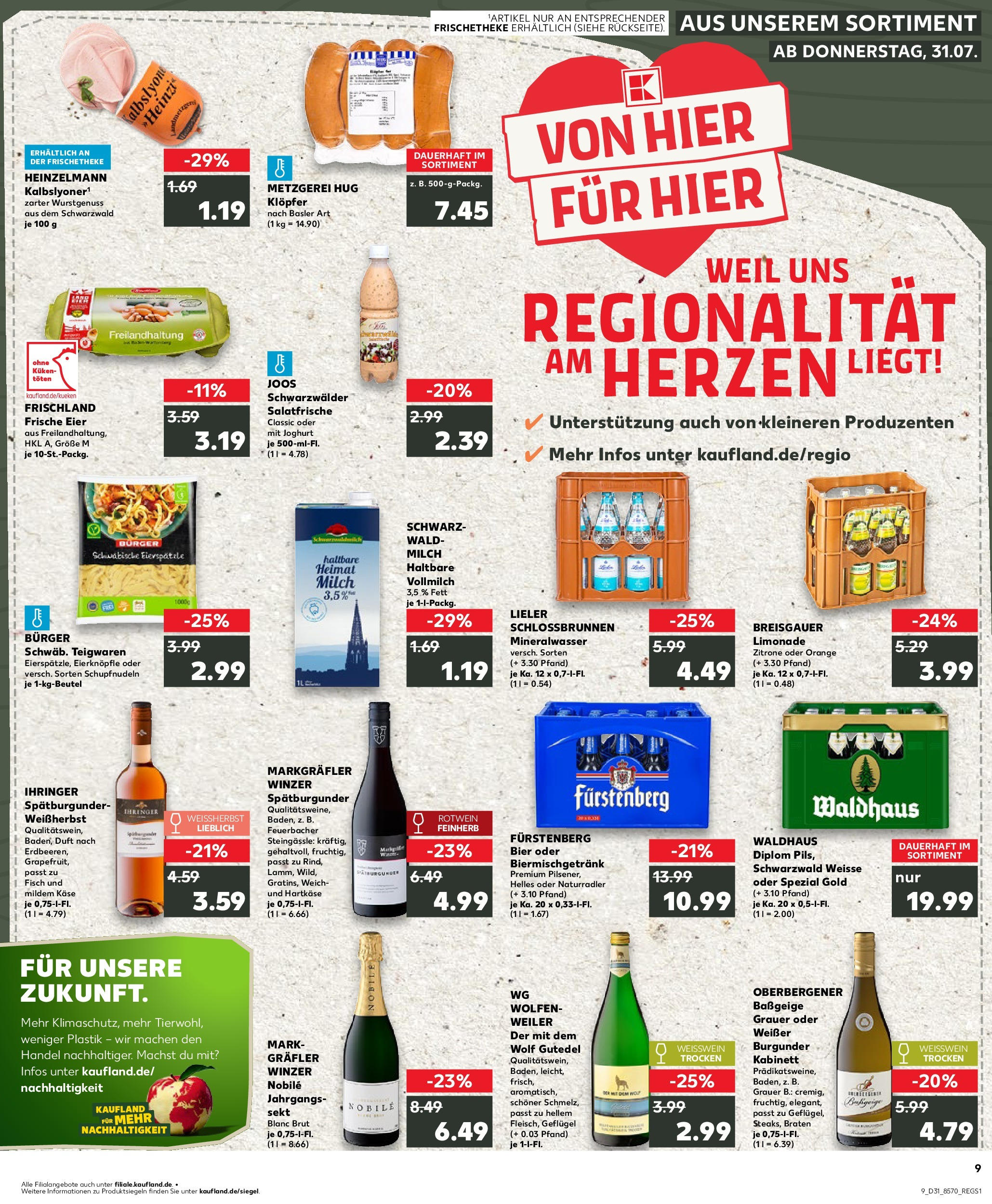 Prospekt Kaufland ab 31.07.2025 » Angebote und Werbung Online | Seite: 9 | Produkte: Milch, Bier, Weißwein, Sekt Prospekt Kaufland ab 31.07.2025 » Angebote Online zum Blättern | Seite: 9 | Produkte: Milch, Bier, Weißwein, Sekt