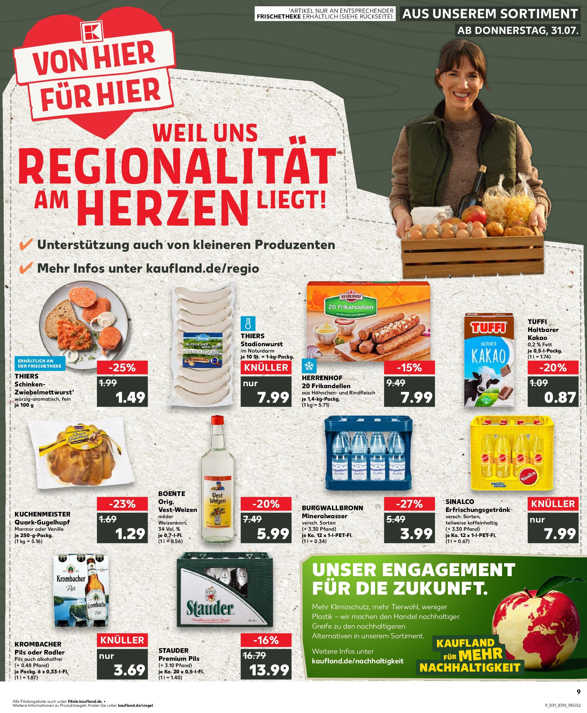 Prospekt Kaufland ab 31.07.2025 » Angebote Online zum Blättern | Seite: 9 | Produkte: Hahnchen, Pils, Mineralwasser, Radler