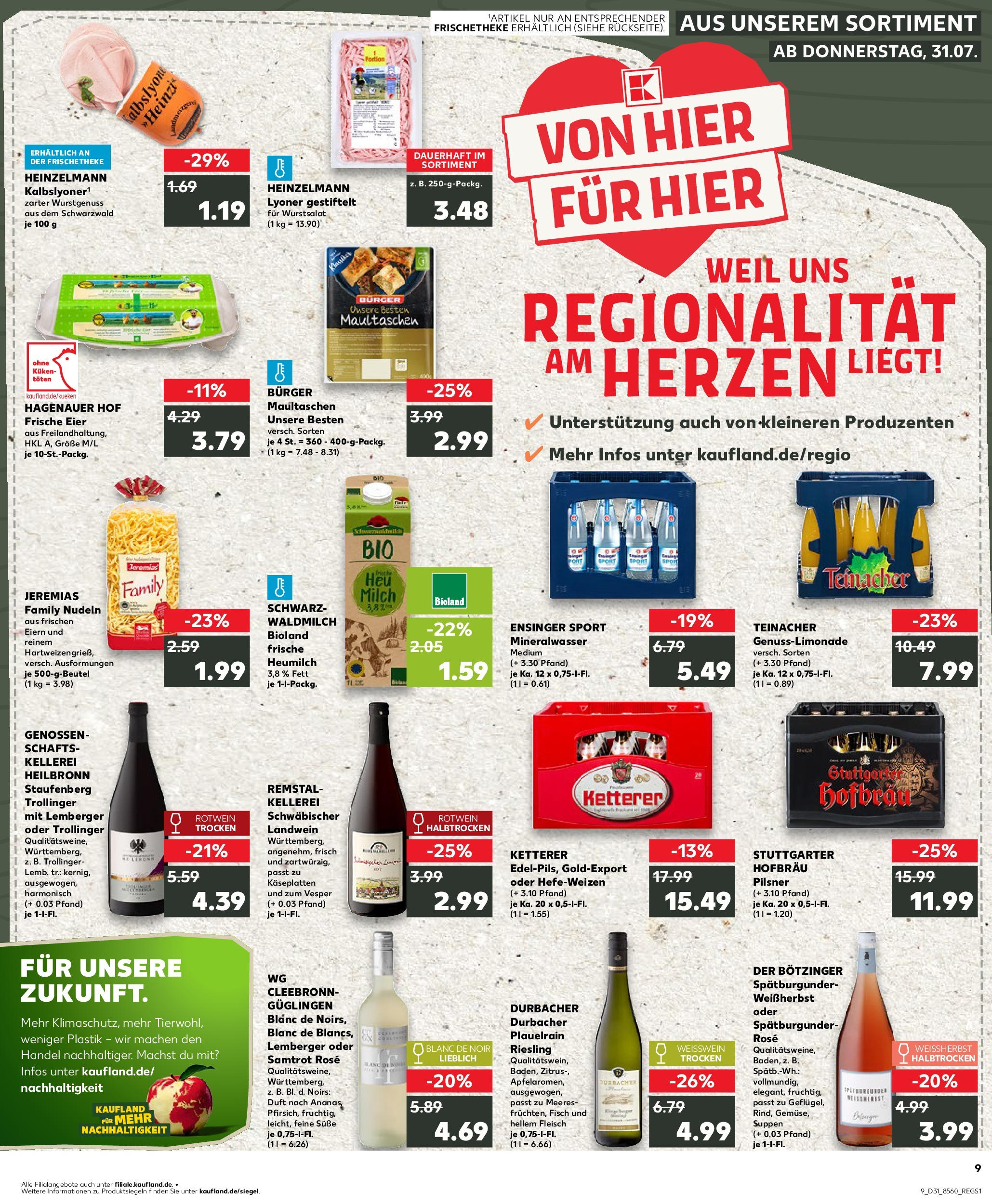 Prospekt Kaufland ab 31.07.2025 » Angebote und Werbung Online | Seite: 9 | Produkte: Weißwein, Mineralwasser, Fisch, Pasta Prospekt Kaufland ab 31.07.2025 » Angebote Online zum Blättern | Seite: 9 | Produkte: Weißwein, Mineralwasser, Fisch, Pasta
