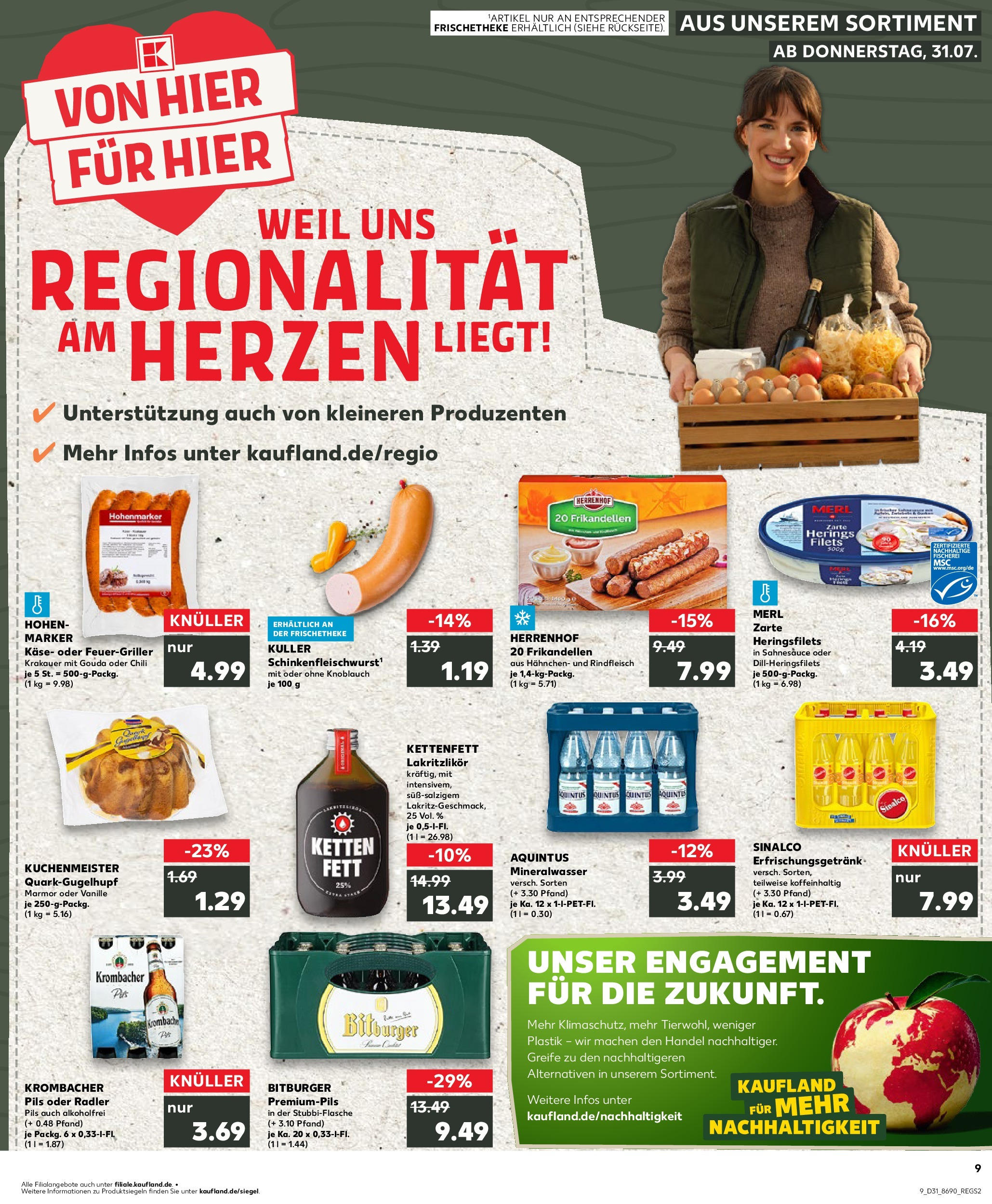 Prospekt Kaufland ab 31.07.2025 » Angebote und Werbung Online | Seite: 9 | Produkte: Bitburger, Hahnchen, Gouda, Krombacher Prospekt Kaufland ab 31.07.2025 » Angebote Online zum Blättern | Seite: 9 | Produkte: Bitburger, Hahnchen, Gouda, Krombacher
