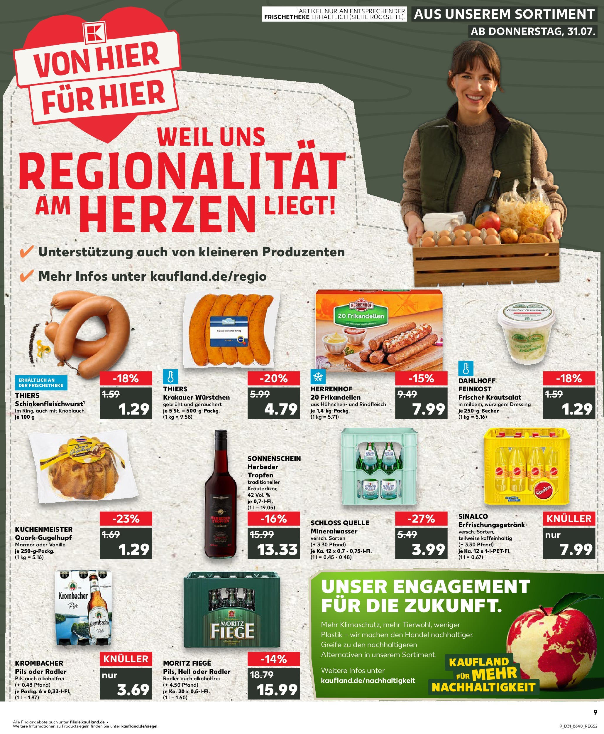 Prospekt Kaufland ab 31.07.2025 » Angebote Online zum Blättern | Seite: 9 | Produkte: Sinalco, Hahnchen, Mineralwasser, Rindfleisch