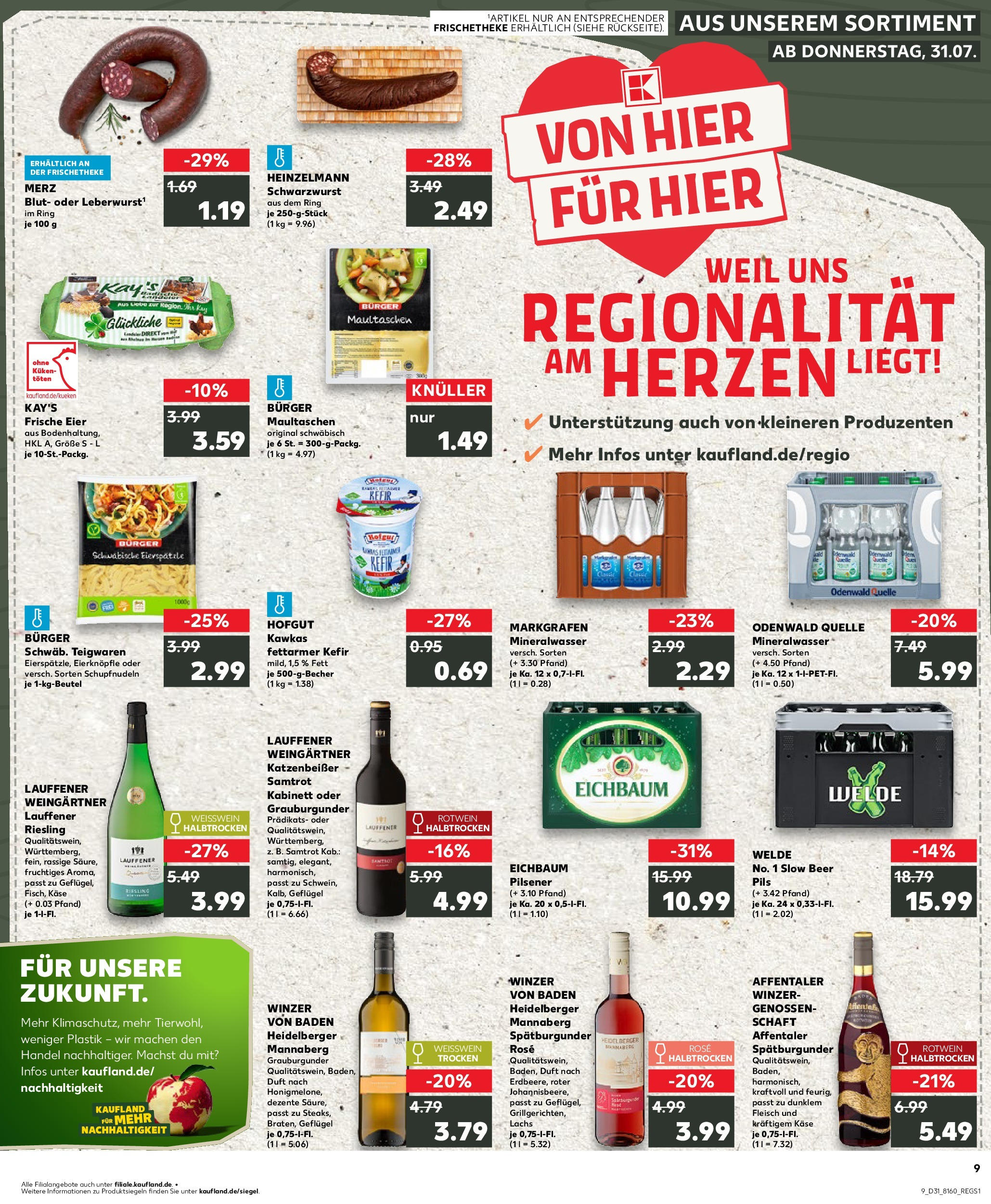 Prospekt Kaufland ab 31.07.2025 » Angebote und Werbung Online | Seite: 9 | Produkte: Pils, Pasta, Maultaschen, Fleisch Prospekt Kaufland ab 31.07.2025 » Angebote Online zum Blättern | Seite: 9 | Produkte: Pils, Pasta, Maultaschen, Fleisch