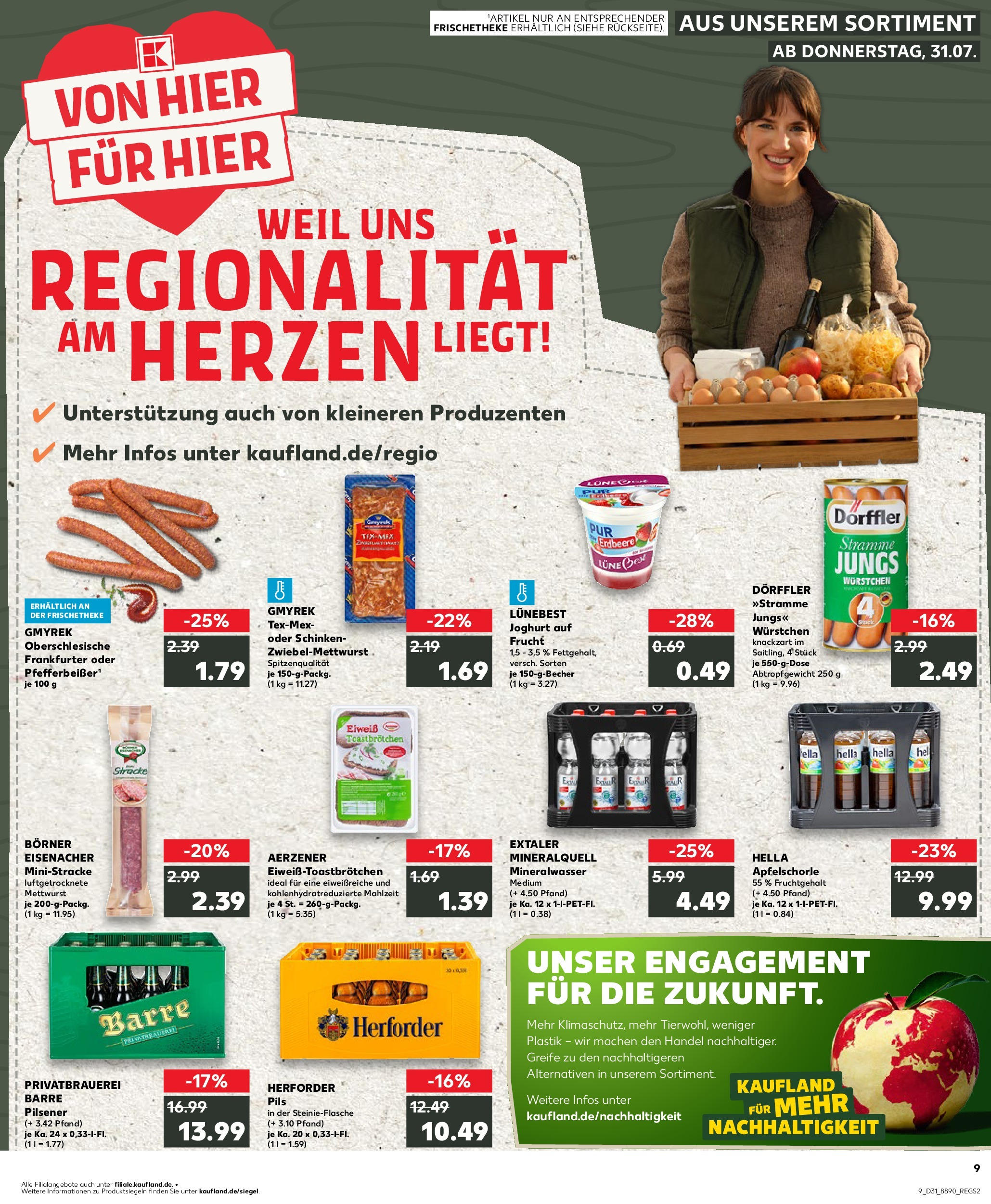 Prospekt Kaufland ab 31.07.2025 » Angebote und Werbung Online | Seite: 9 | Produkte: Pils, Mineralwasser, Hella, Schinken Prospekt Kaufland ab 31.07.2025 » Angebote Online zum Blättern | Seite: 9 | Produkte: Pils, Mineralwasser, Hella, Schinken