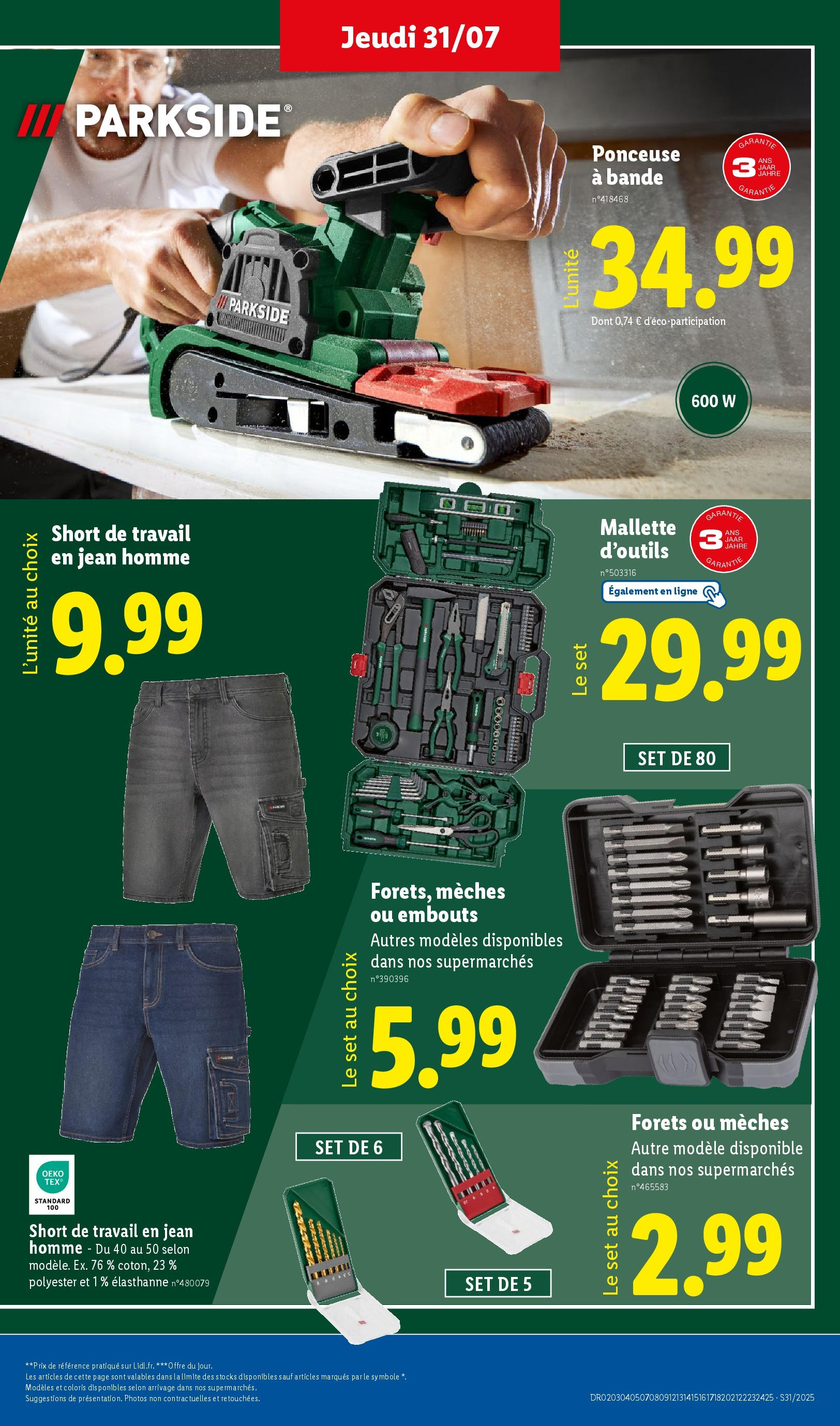 Catalogue LIDL du 30/07/2025 | Promo prospectus en ligne | Page: 7 | Produits: Ponceuse, Shorts Catalogue LIDL du 30/07/2025 | Promo prospectus en ligne | Page: 7 | Produits: Ponceuse, Shorts