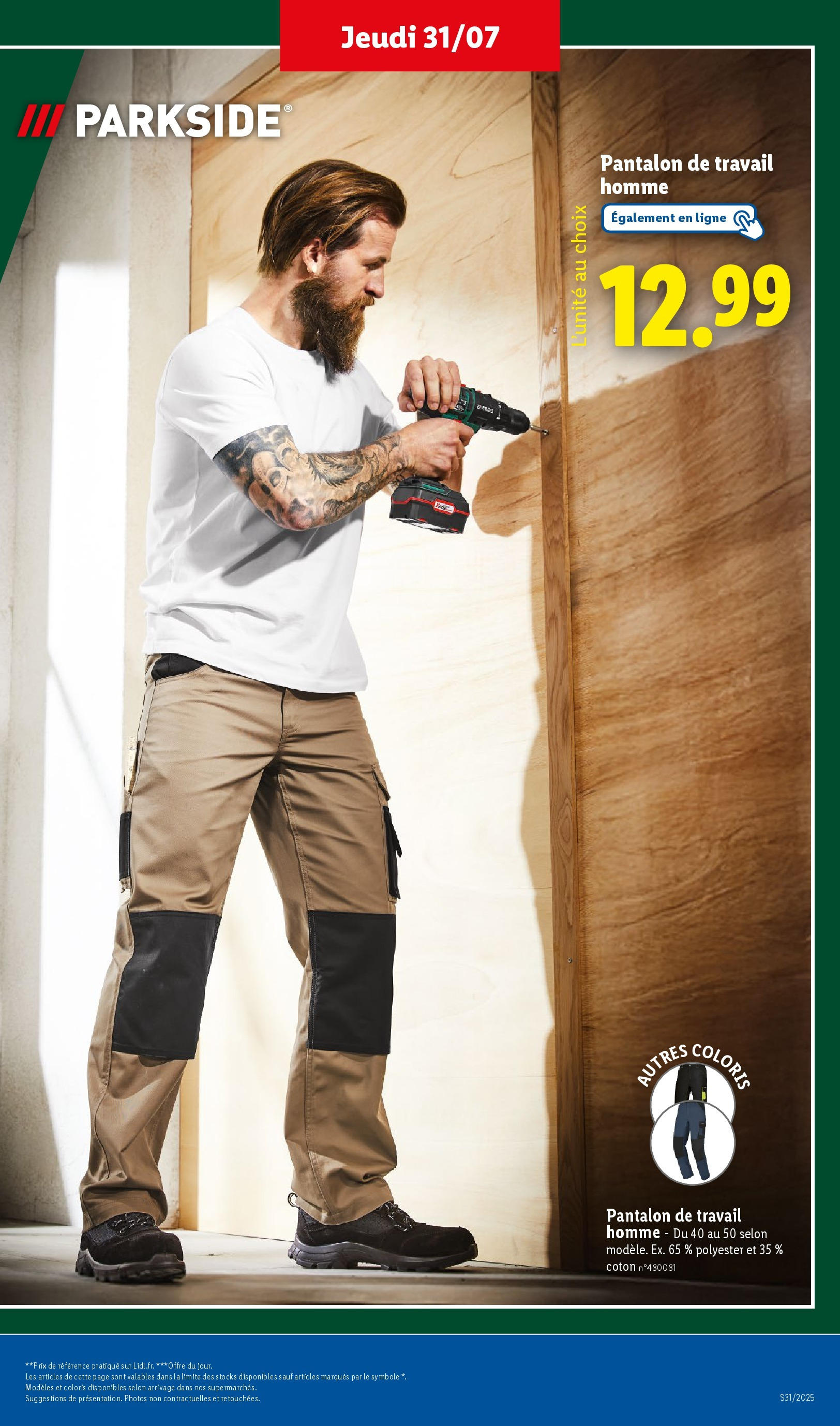 Catalogue LIDL du 30/07/2025 | Promo prospectus en ligne | Page: 17 | Produits: Coton, Pantalon, Pantalon de travail Catalogue LIDL du 30/07/2025 | Promo prospectus en ligne | Page: 17 | Produits: Coton, Pantalon, Pantalon de travail