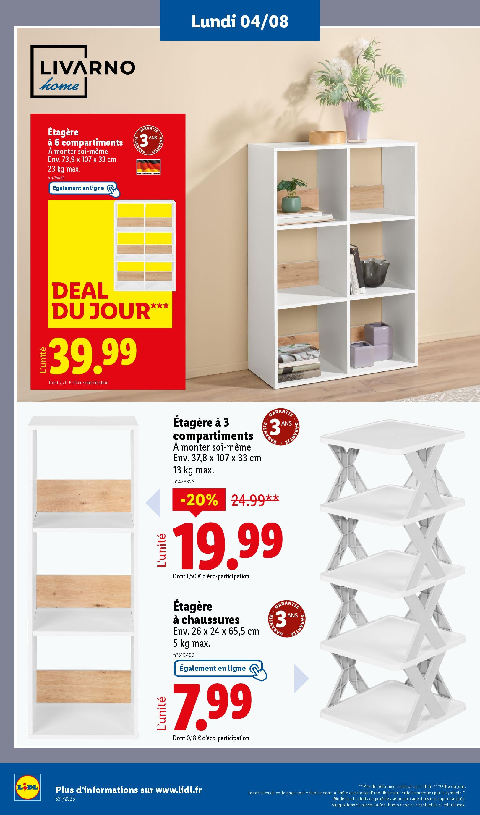 Catalogue LIDL du 30/07/2025 | Promo prospectus en ligne | Page: 28 | Produits: Étagère Catalogue LIDL du 30/07/2025 | Promo prospectus en ligne | Page: 28 | Produits: Étagère