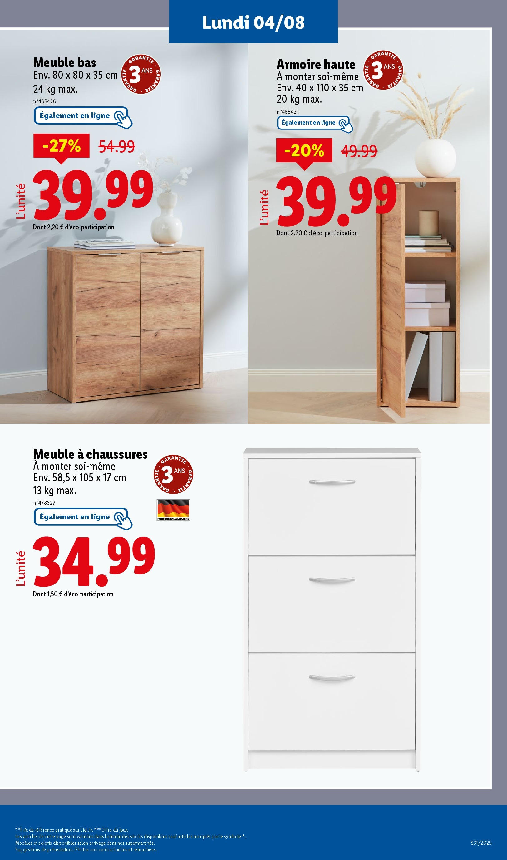 Catalogue LIDL du 30/07/2025 | Promo prospectus en ligne | Page: 29 | Produits: Meuble, Meuble bas, Meuble à chaussures, Armoire Catalogue LIDL du 30/07/2025 | Promo prospectus en ligne | Page: 29 | Produits: Meuble, Meuble bas, Meuble à chaussures, Armoire