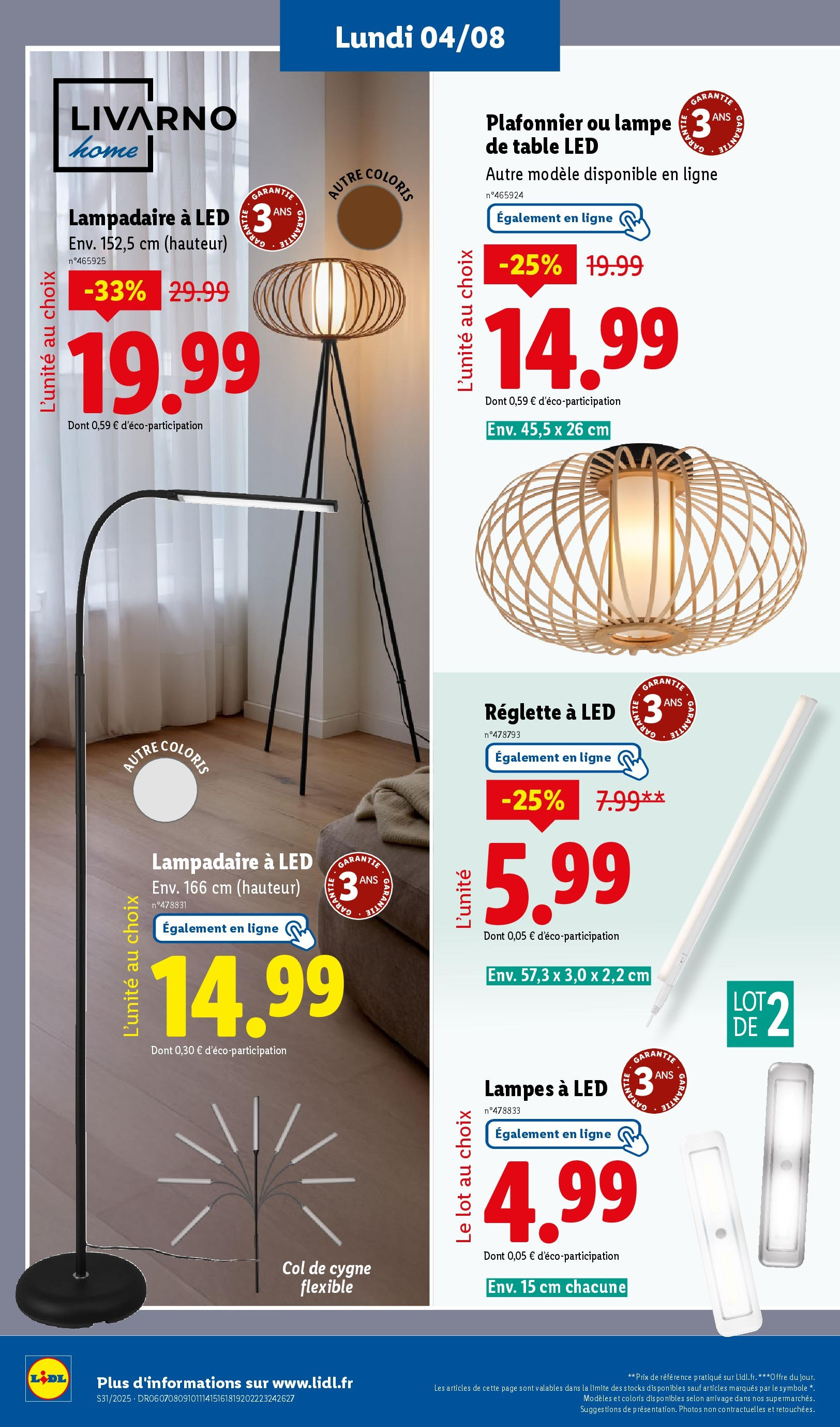 Catalogue LIDL du 30/07/2025 | Promo prospectus en ligne | Page: 26 | Produits: Plafonnier, Lampadaire, Table, Lampe Catalogue LIDL du 30/07/2025 | Promo prospectus en ligne | Page: 26 | Produits: Plafonnier, Lampadaire, Table, Lampe